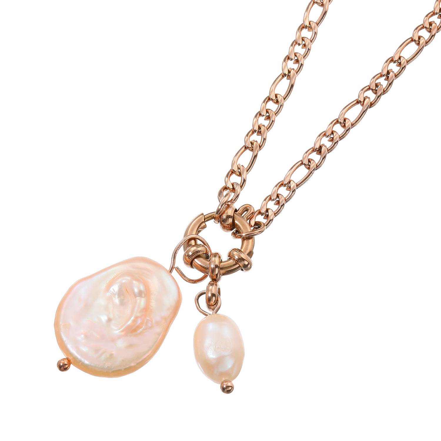 カリーナ・ペルラ ステンレス 淡水バロックパール マリンクラスプ アレンジロングペンダント