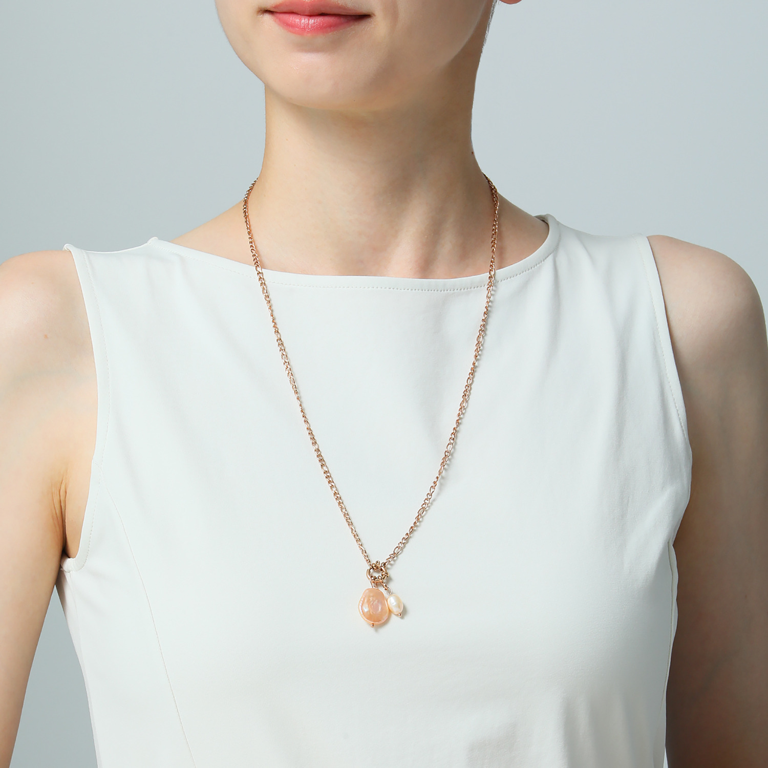 カリーナ・ペルラ ステンレス 淡水バロックパール マリンクラスプ アレンジロングペンダント