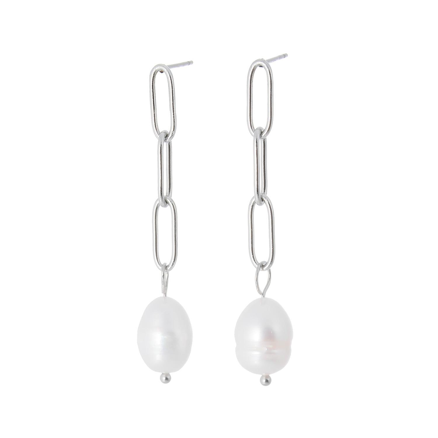カリーナ・ペルラ ステンレス 淡水パール スウィングチェーン ピアス