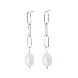 カリーナ・ペルラ ステンレス 淡水パール スウィングチェーン ピアス