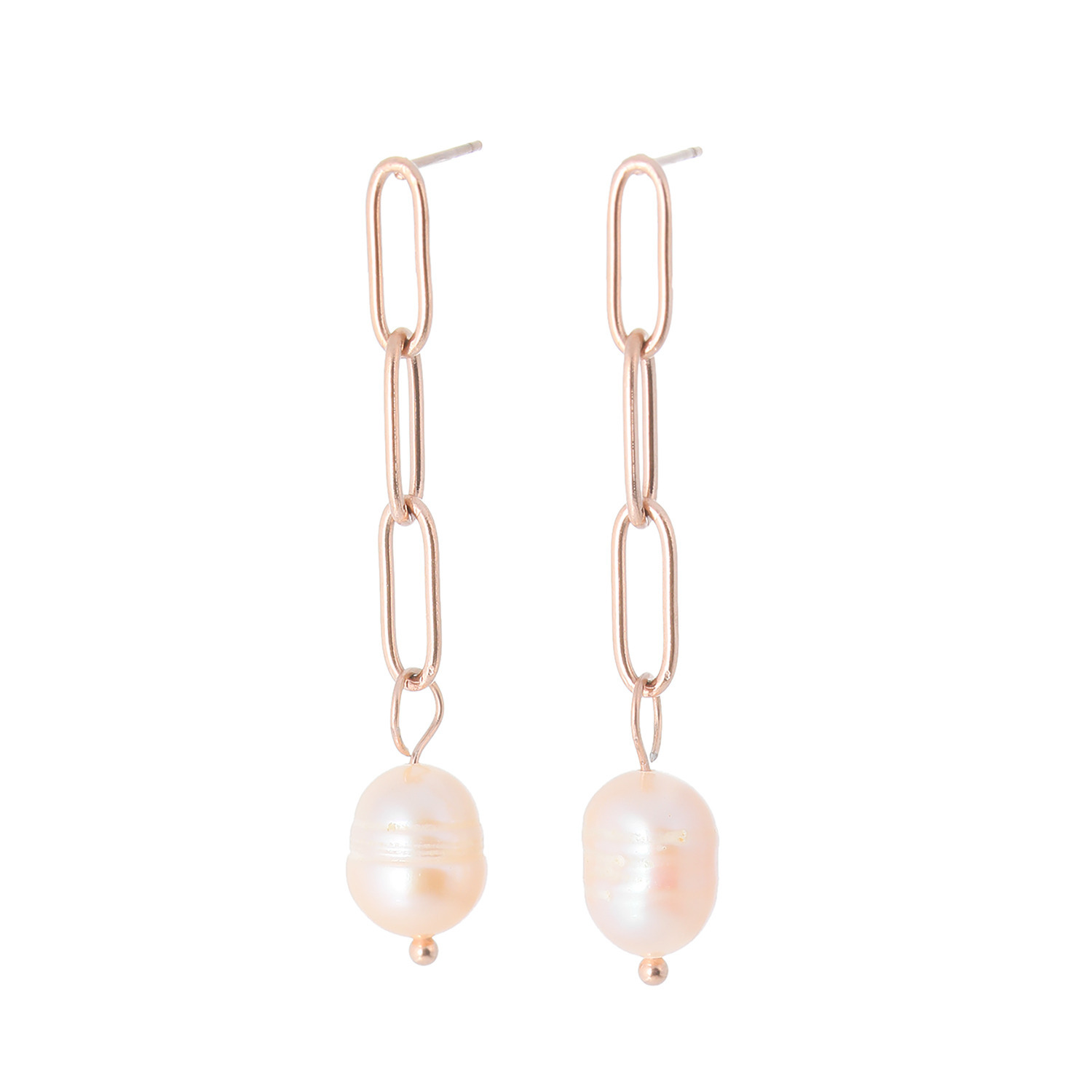 カリーナ・ペルラ ステンレス 淡水パール スウィングチェーン ピアス