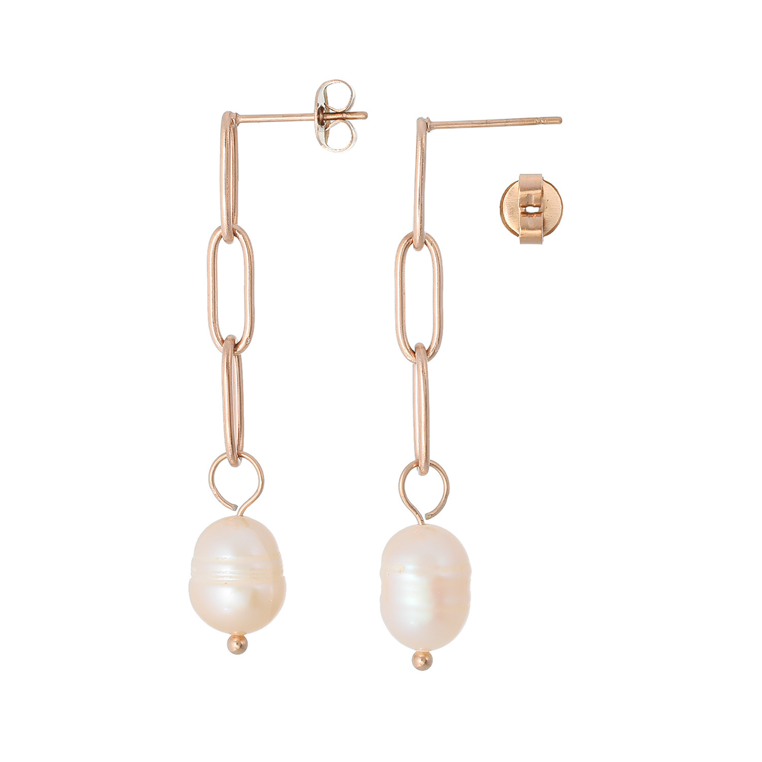 カリーナ・ペルラ ステンレス 淡水パール スウィングチェーン ピアス