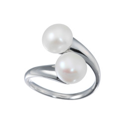 カリーナ・ペルラ ステンレス 淡水パール ツインデザイン リング