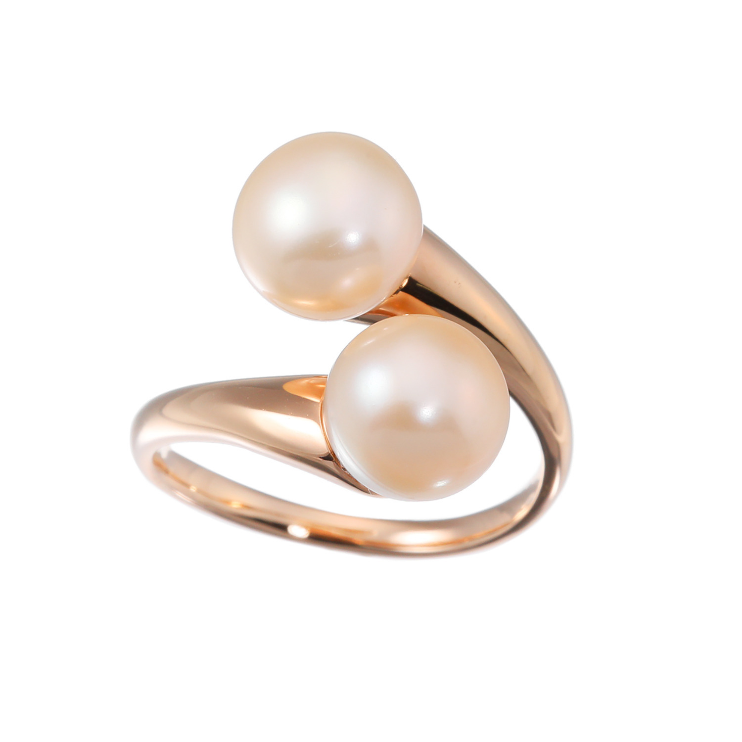 カリーナ・ペルラ ステンレス 淡水パール ツインデザイン リング