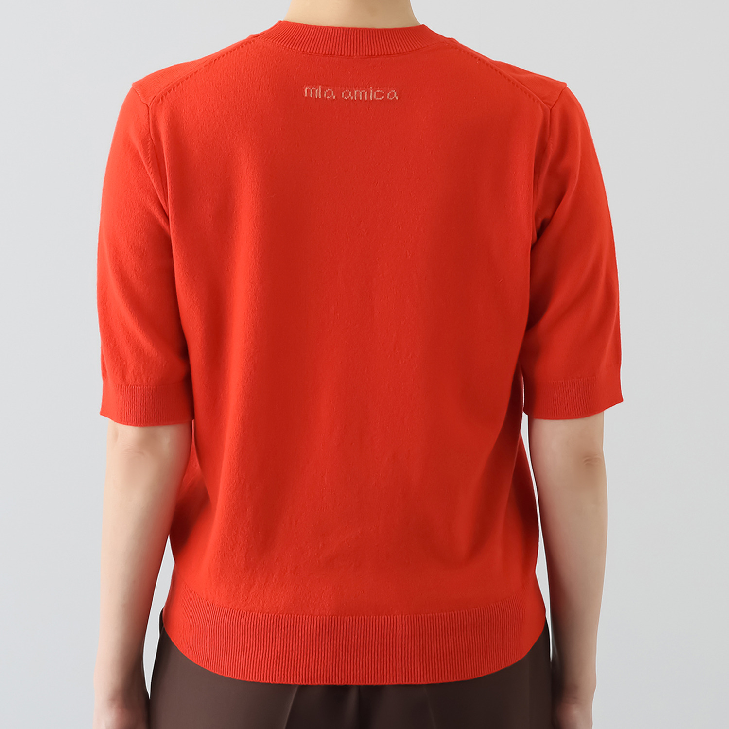 ミア　アミカ イタリア・ カリアッジ社製糸使用 こだわりのウールカシミヤ 半袖プルオーバー