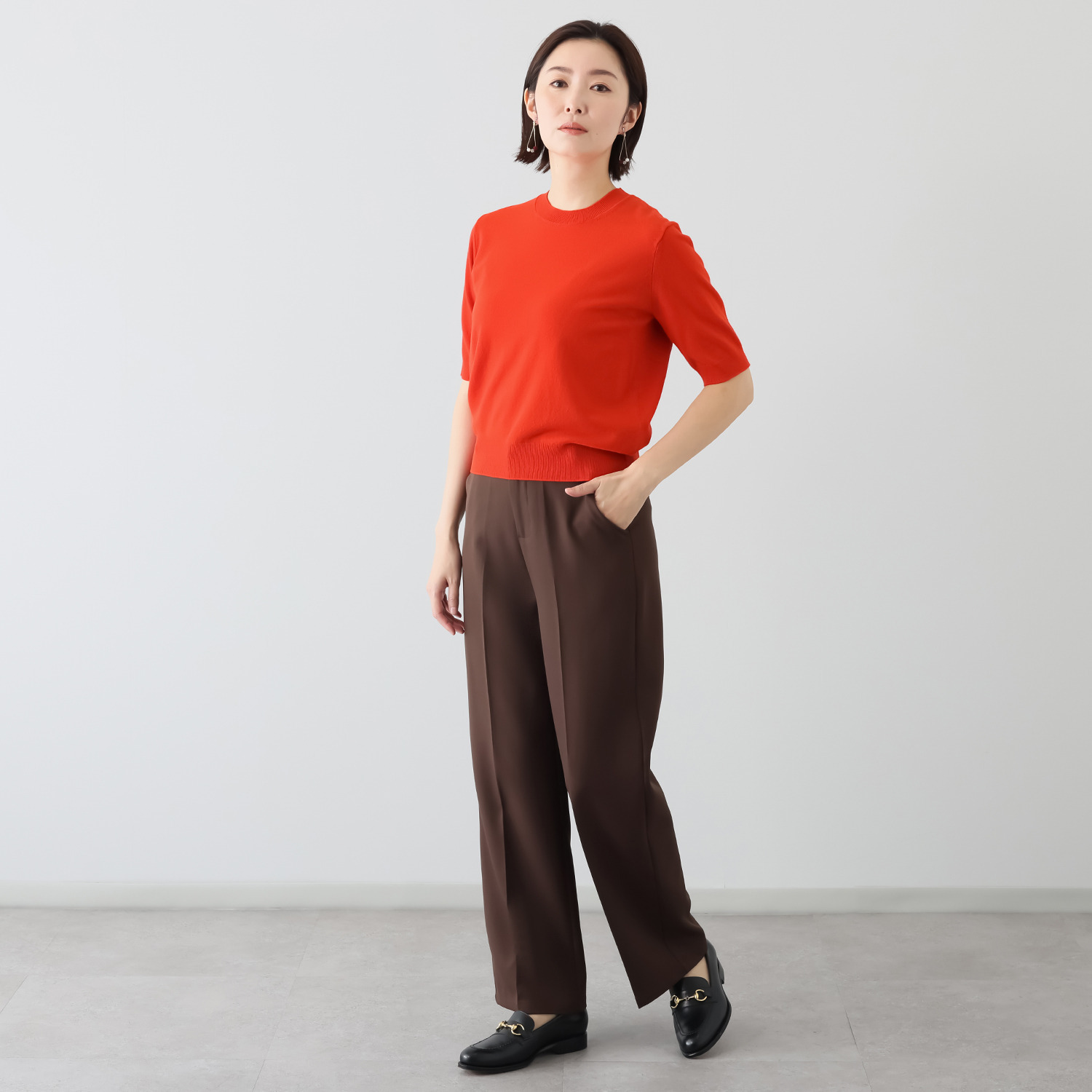 ミア　アミカ イタリア・ カリアッジ社製糸使用 こだわりのウールカシミヤ 半袖プルオーバー