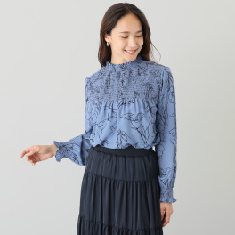 アリュメット 花柄フロッキーブラウス
