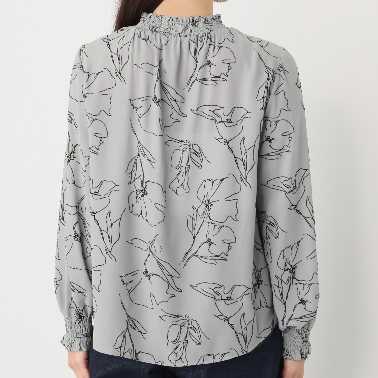 アリュメット 花柄フロッキーブラウス