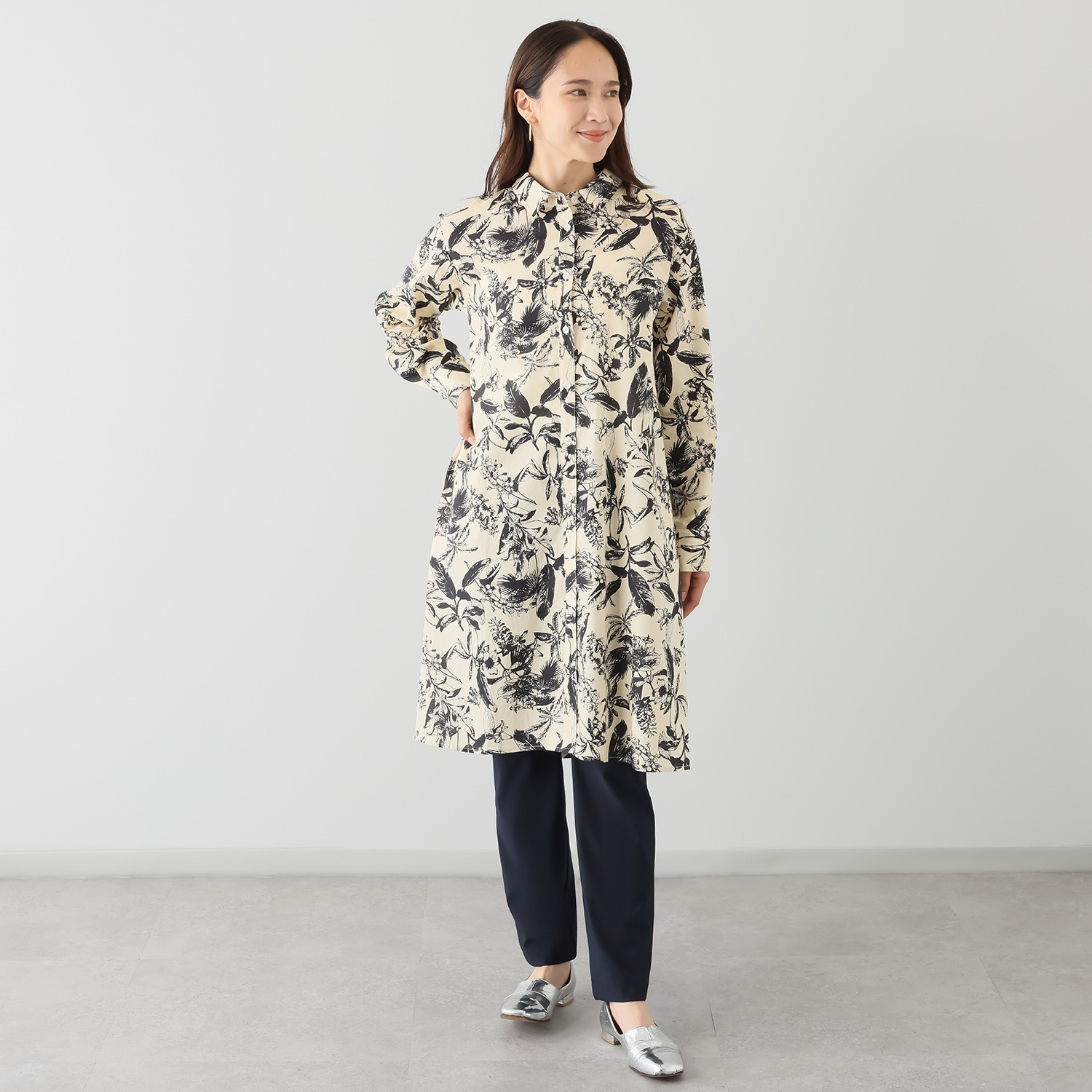 ダジュール 前開きプリントワンピース