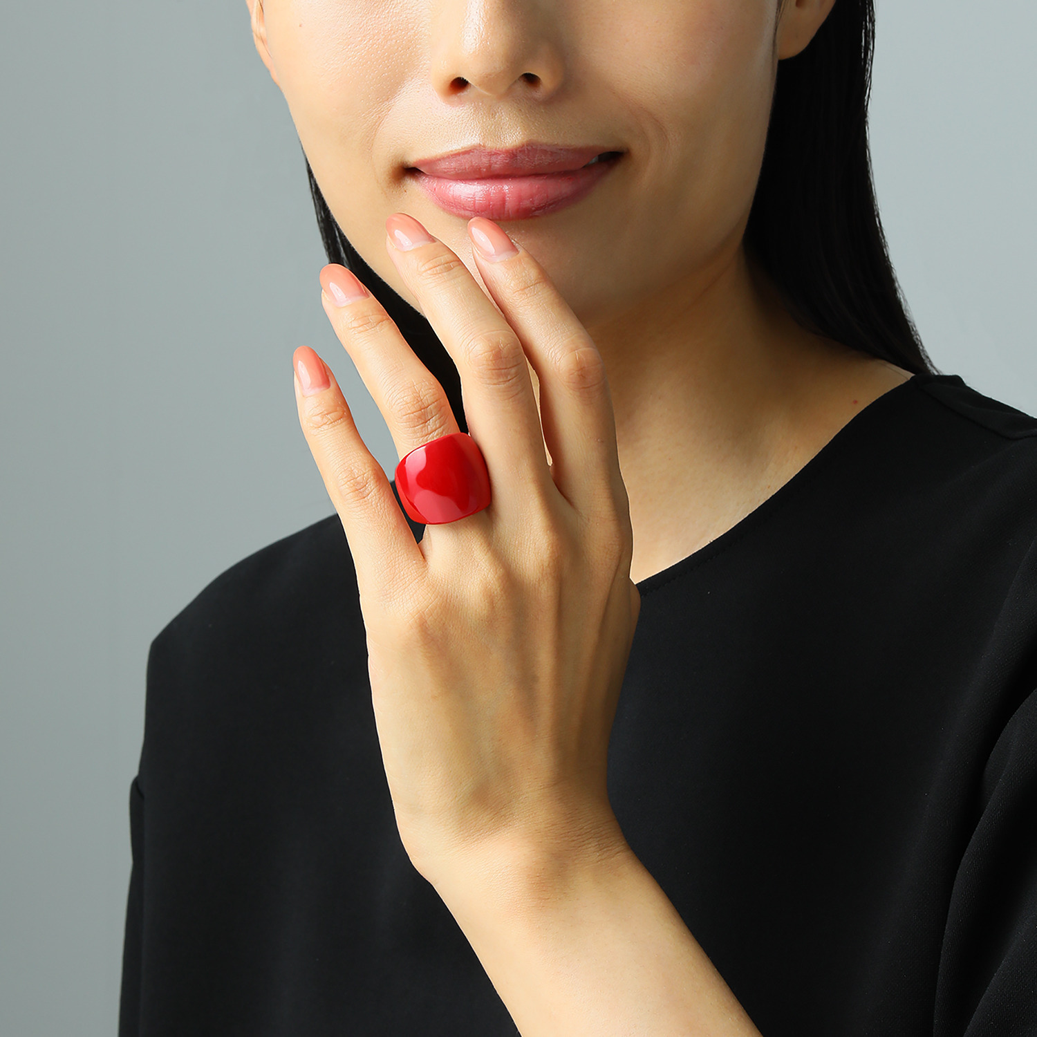 ミル・レーヴ 水牛 ルージュレッドカラー ボリュームリング