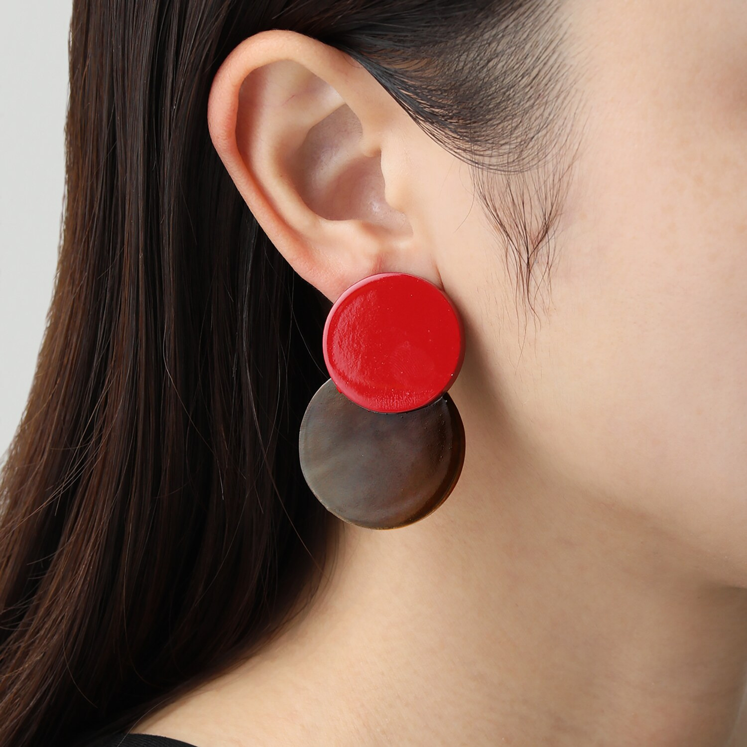 ミル・レーヴ 水牛 デザイン イヤリング／ピアス