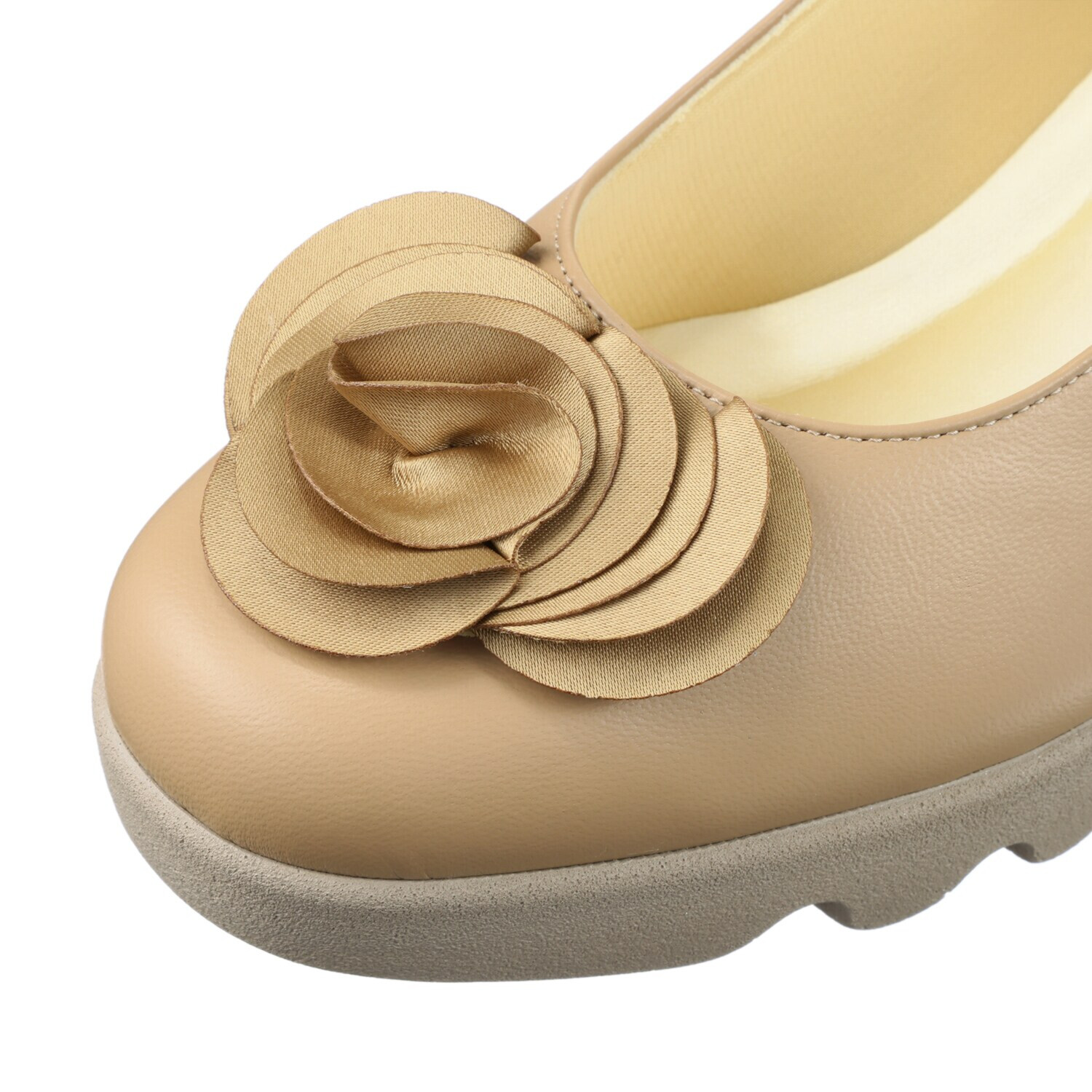 ヒルズアヴェニュー ＜日本製＞ レザー フラワーモティーフ ウェーブソールパンプス