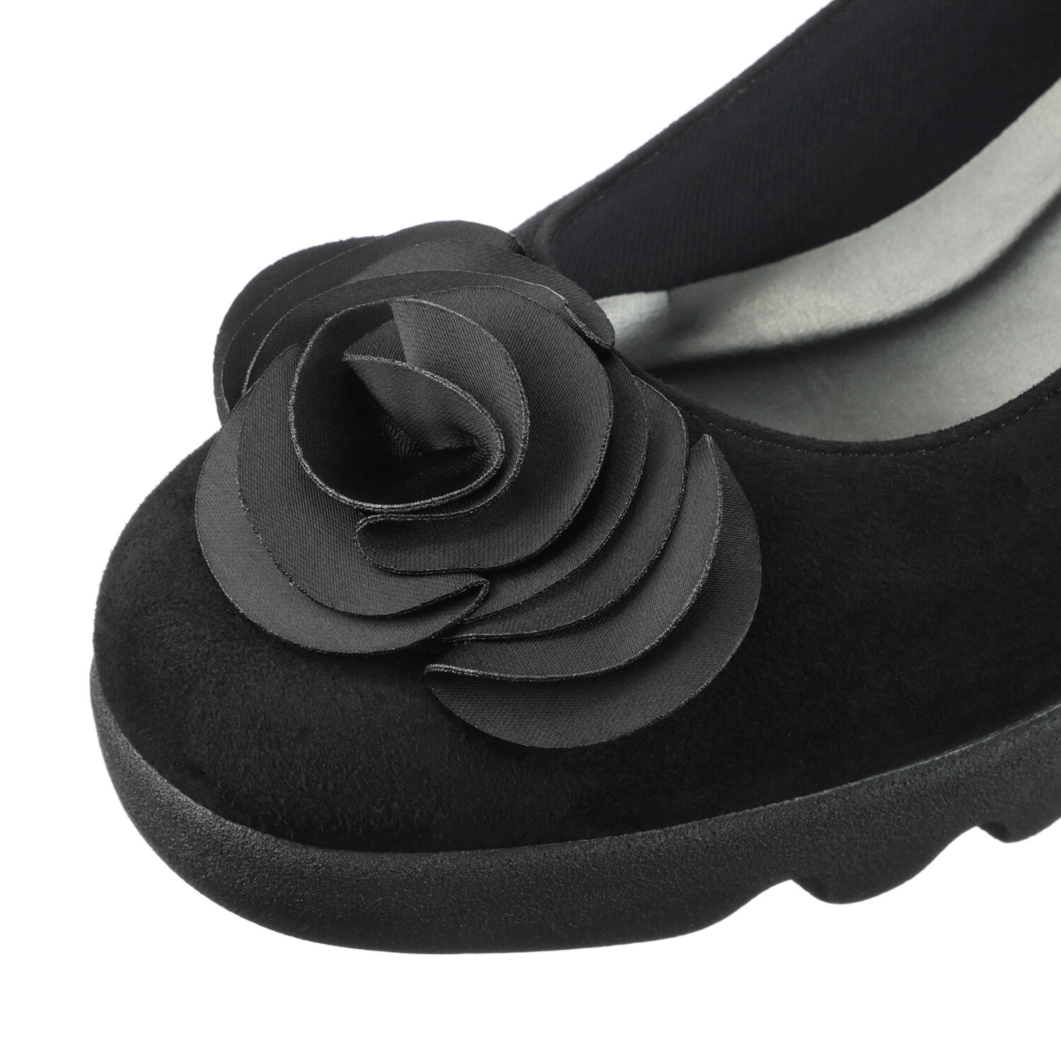 ヒルズアヴェニュー ＜日本製＞ レザー フラワーモティーフ ウェーブソールパンプス