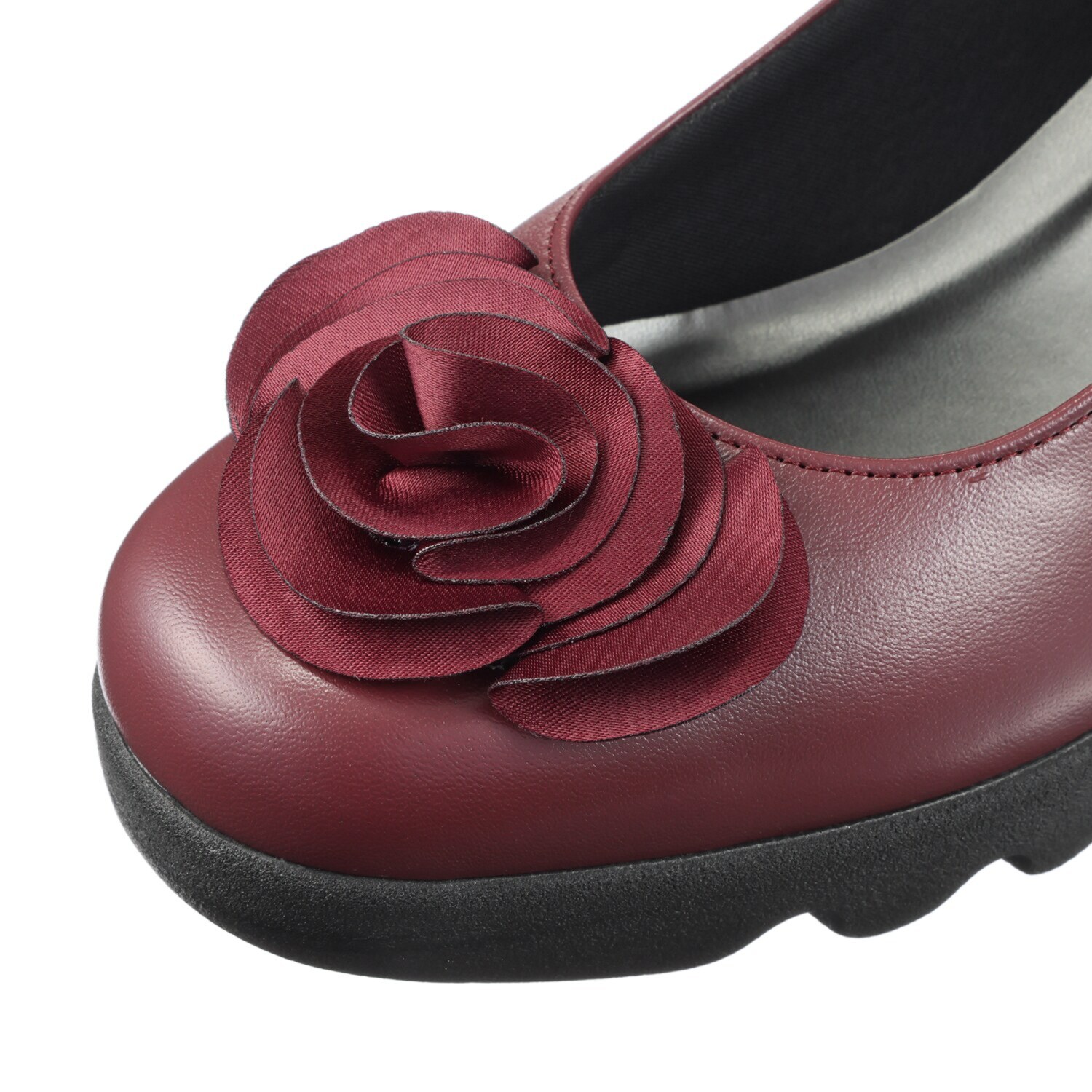 ヒルズアヴェニュー ＜日本製＞ レザー フラワーモティーフ ウェーブソールパンプス