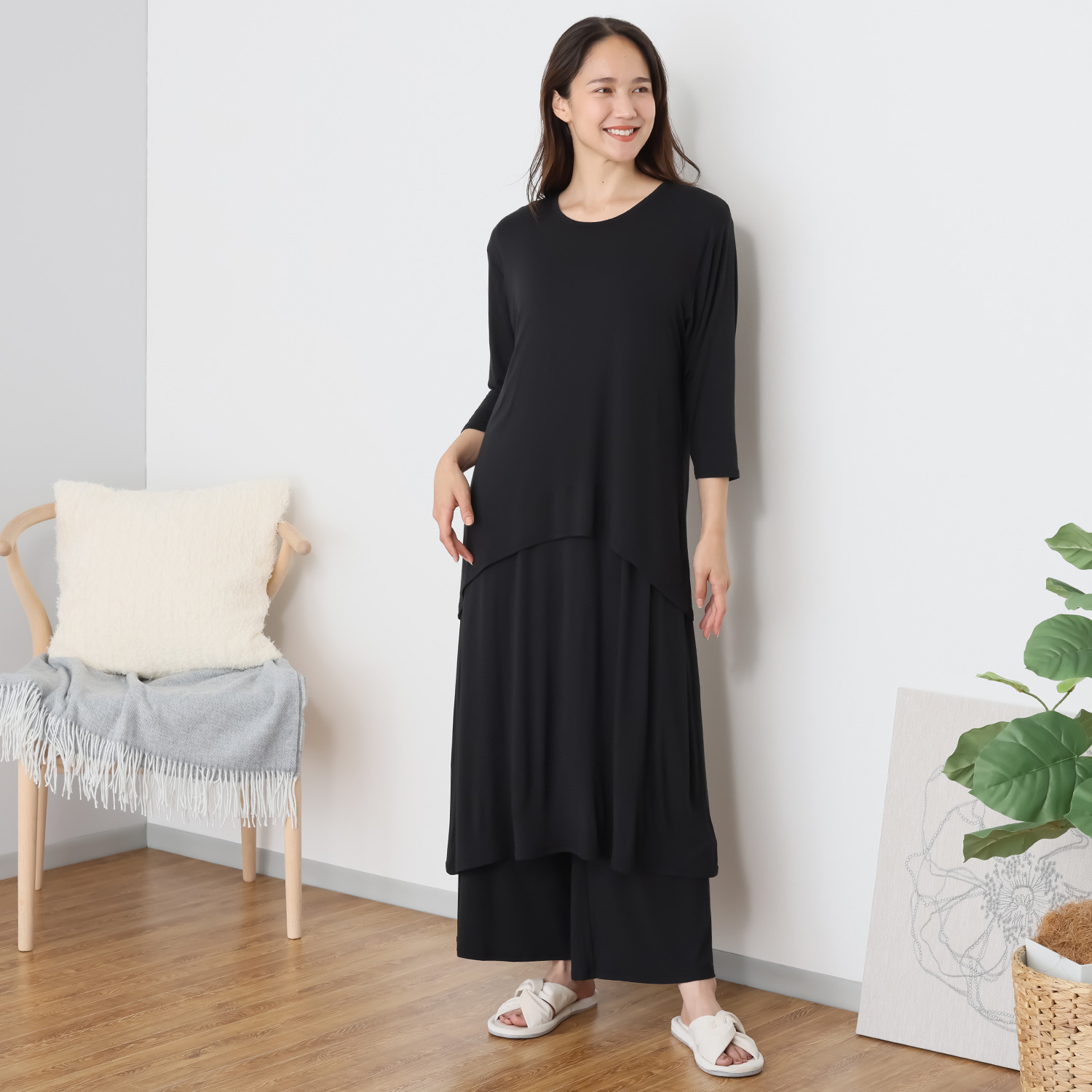 ジュエル 着ていて気持ちいい！ 天然由来のやさしい肌触り コーディネイトを楽しめる ラウンジウェア３点セット