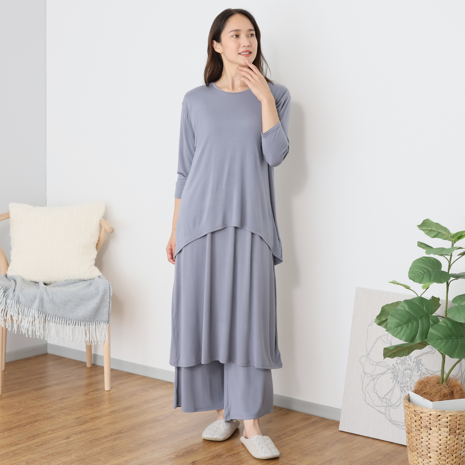 ジュエル 着ていて気持ちいい！ 天然由来のやさしい肌触り コーディネイトを楽しめる ラウンジウェア３点セット