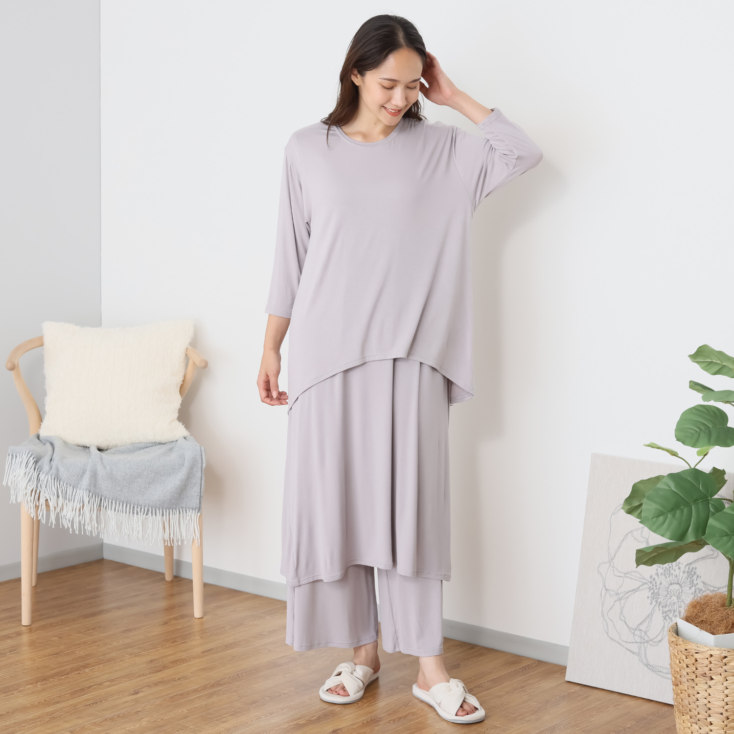 ジュエル 着ていて気持ちいい！ 天然由来のやさしい肌触り コーディネイトを楽しめる ラウンジウェア３点セット