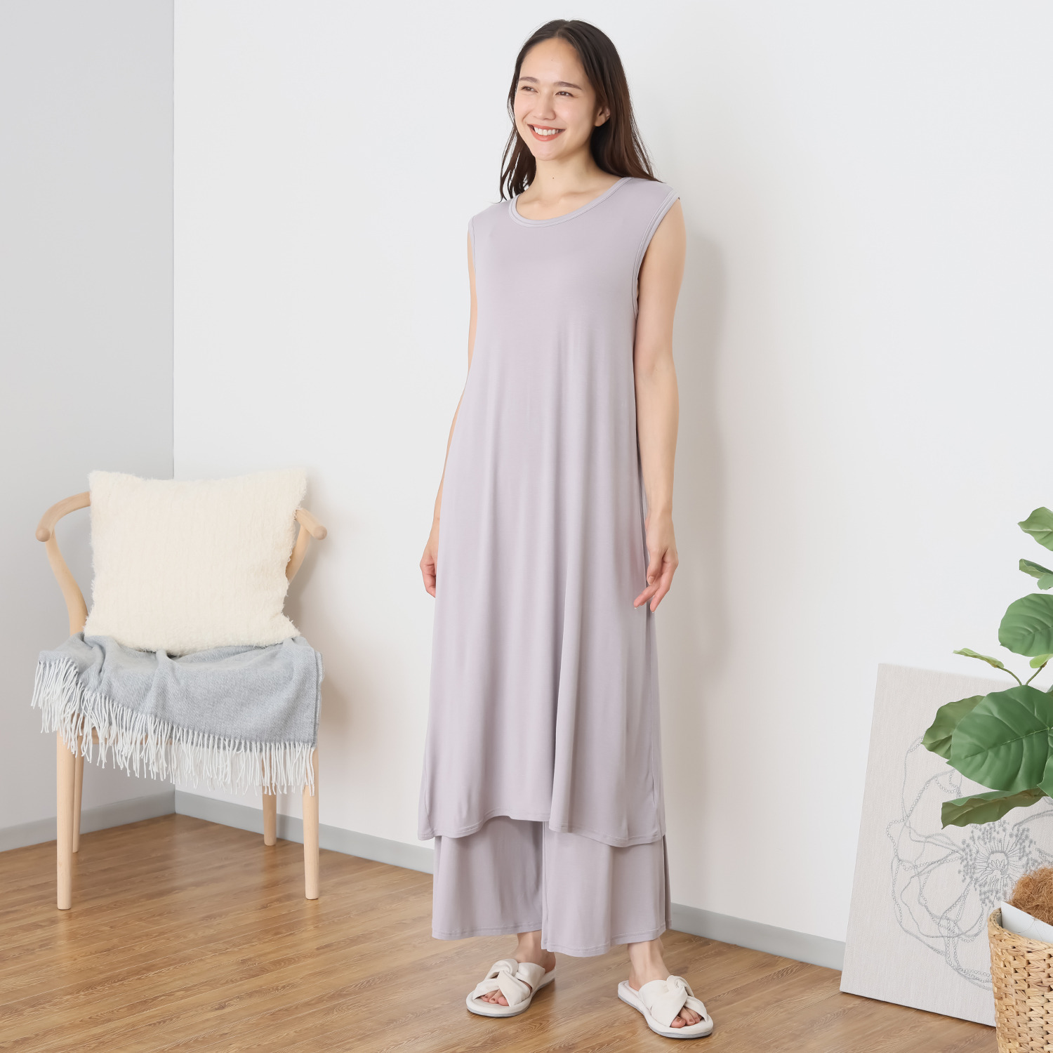 ジュエル 着ていて気持ちいい！ 天然由来のやさしい肌触り コーディネイトを楽しめる ラウンジウェア３点セット