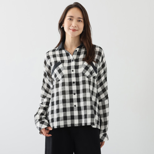 ハヤマ　ブリーズ　ドルマンスリーブ　先染めブラウス