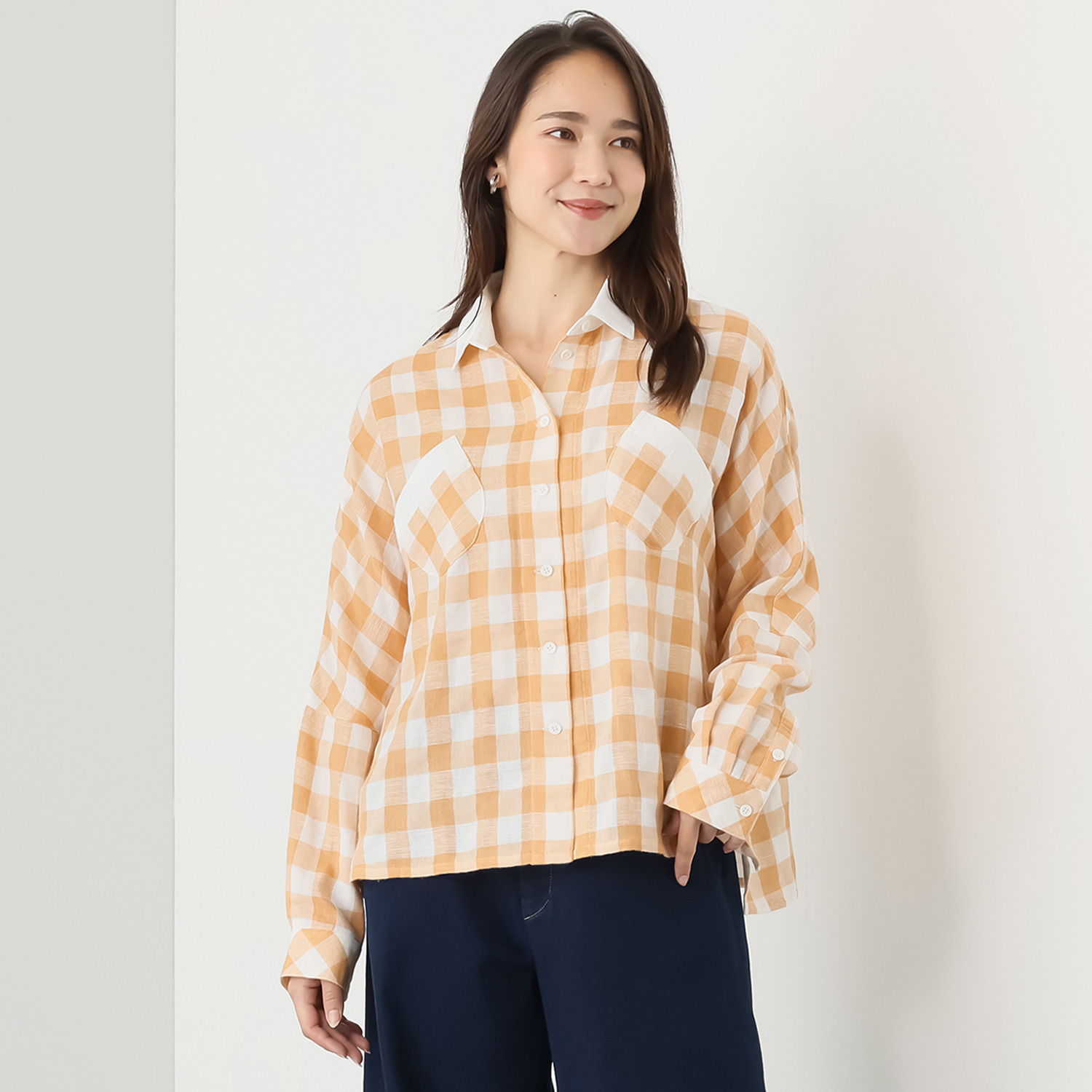 ハヤマ　ブリーズ ドルマンスリーブ 先染めブラウス