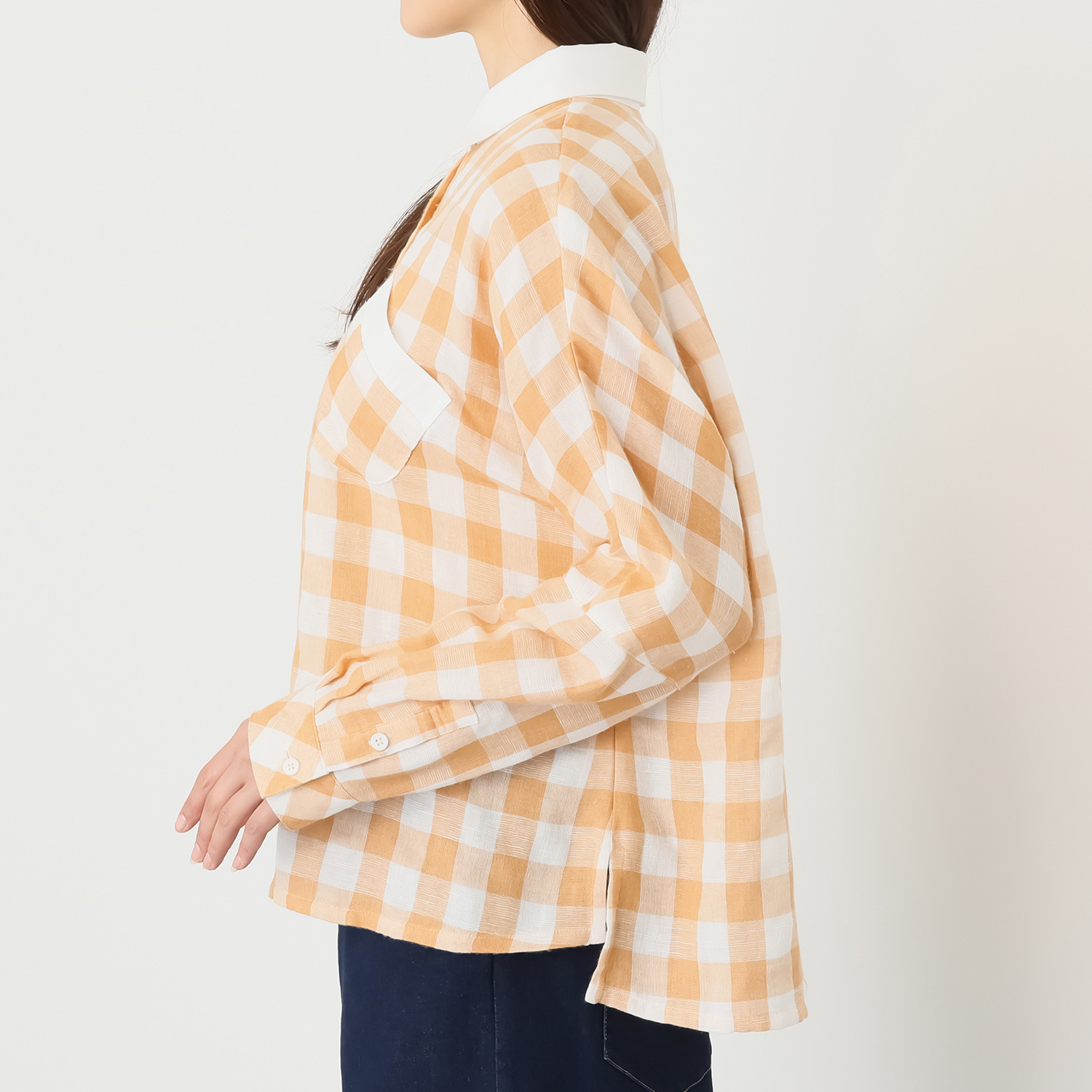 ハヤマ　ブリーズ ドルマンスリーブ 先染めブラウス