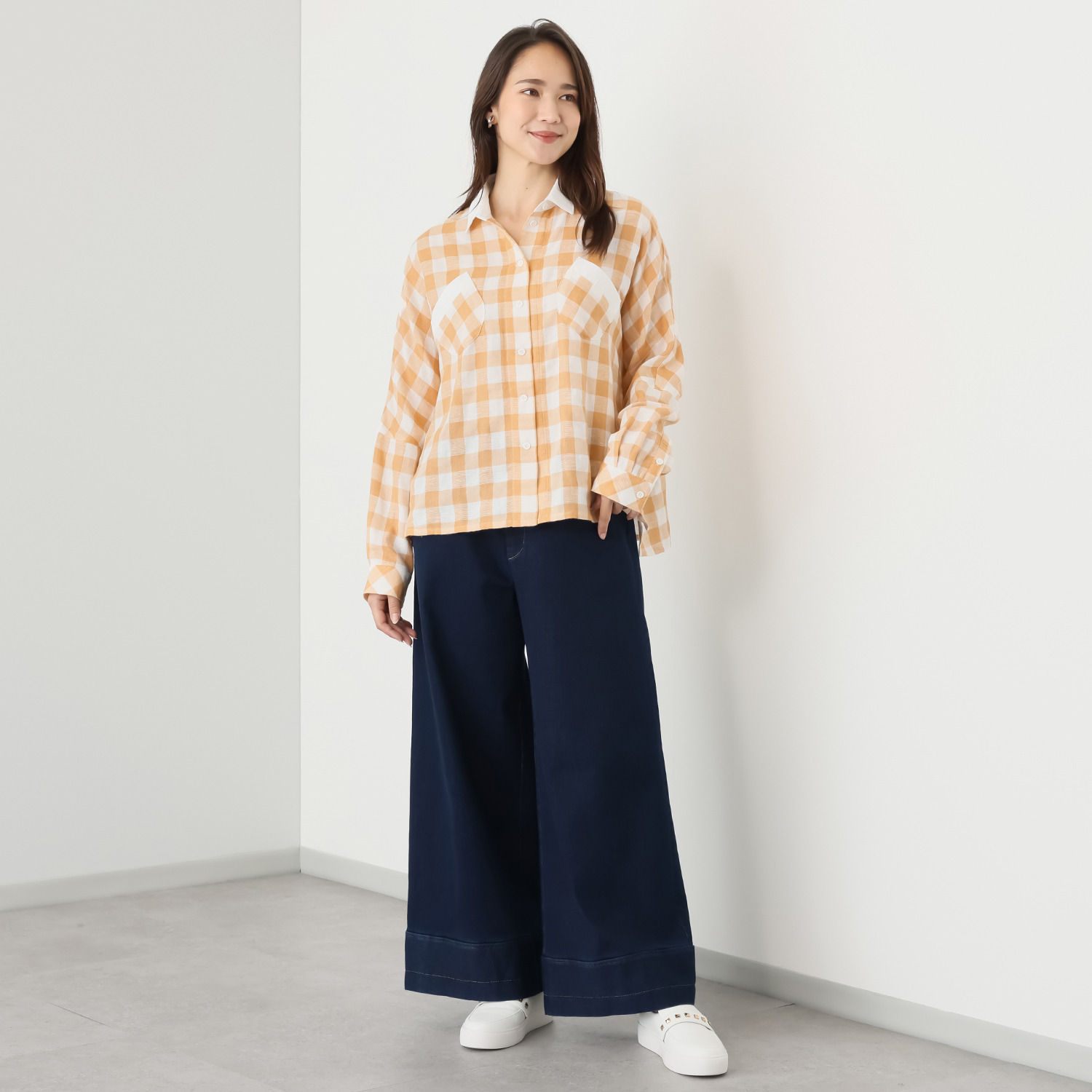 ハヤマ　ブリーズ ドルマンスリーブ 先染めブラウス