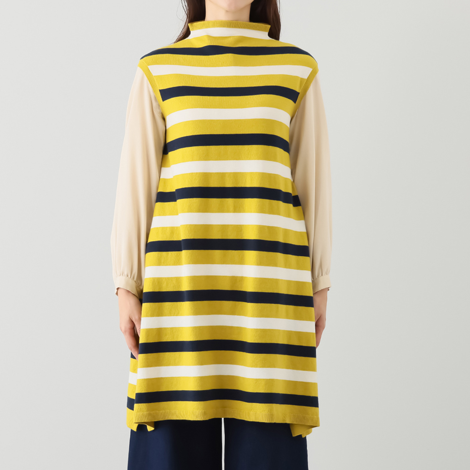 ハヤマ　ブリーズ ボーダー柄 ロングチュニック