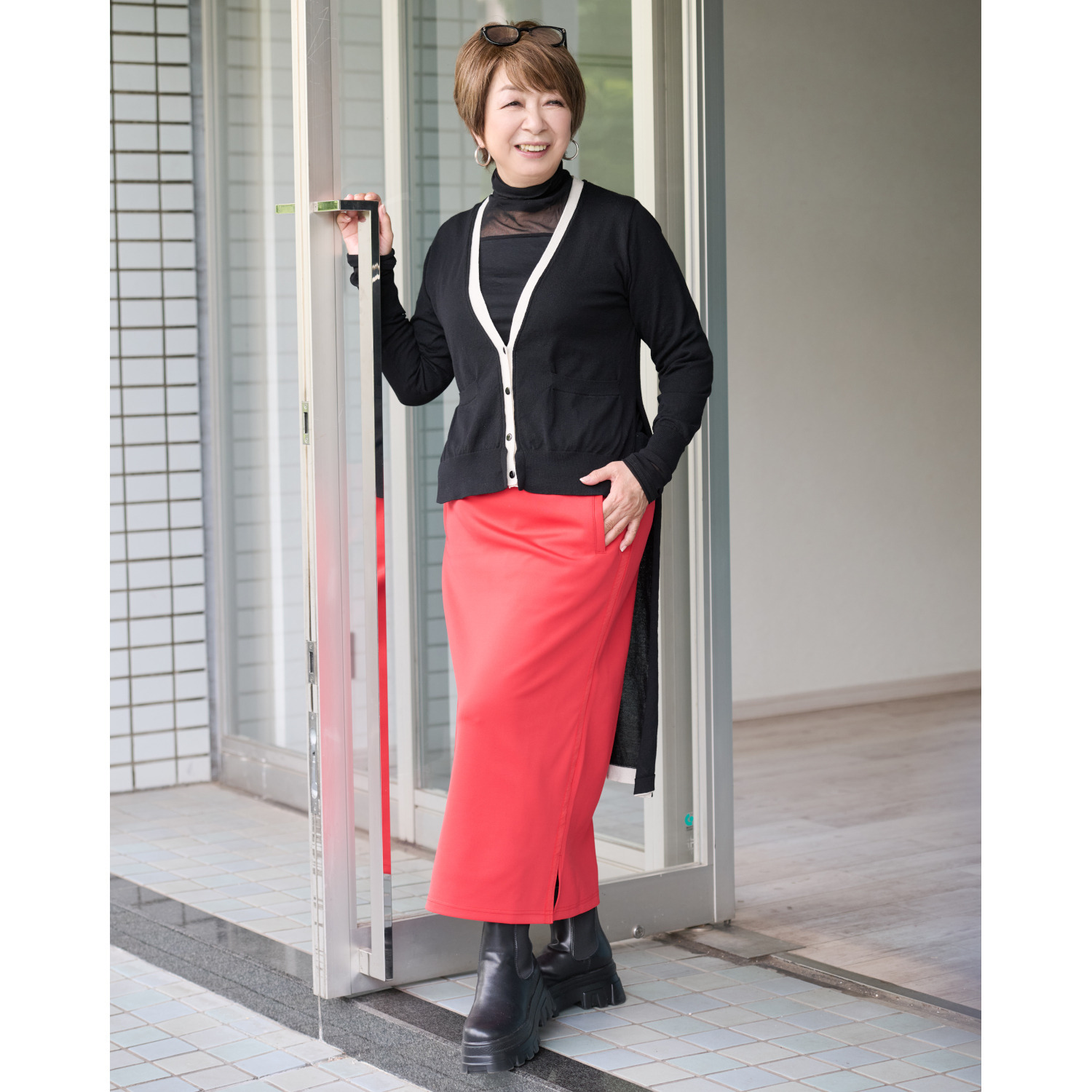 ウノ・ウノ・ドゥーエ もっちりポンチ ラインアクセント スカート