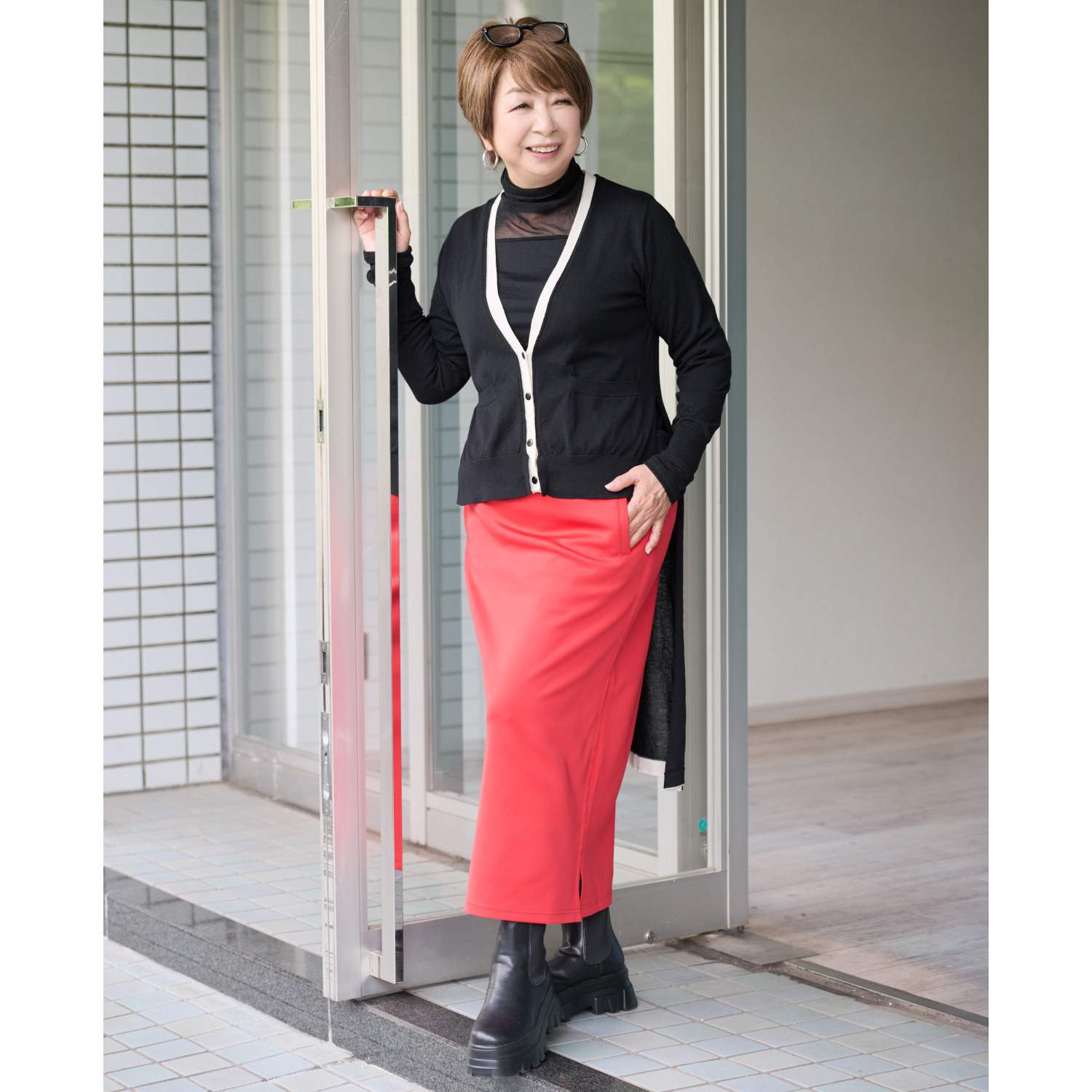 ウノ・ウノ・ドゥーエ シアー切替 タートルネック プルオーバー