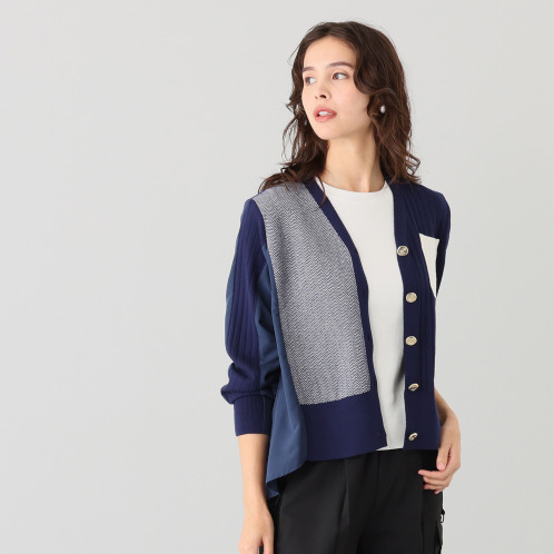 ラブソル　異素材ドッキング　カーディガン