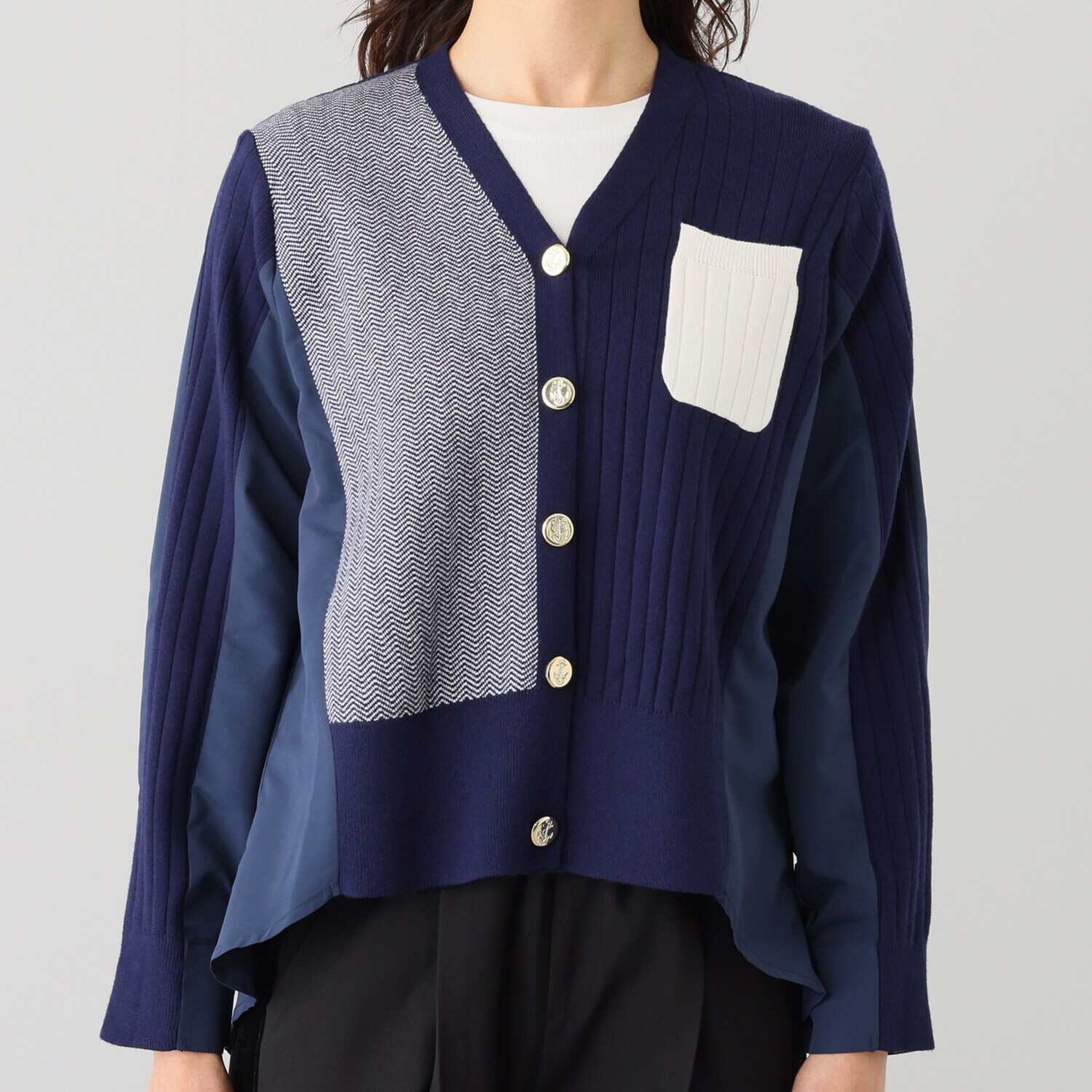 ラブソル 異素材ドッキング カーディガン