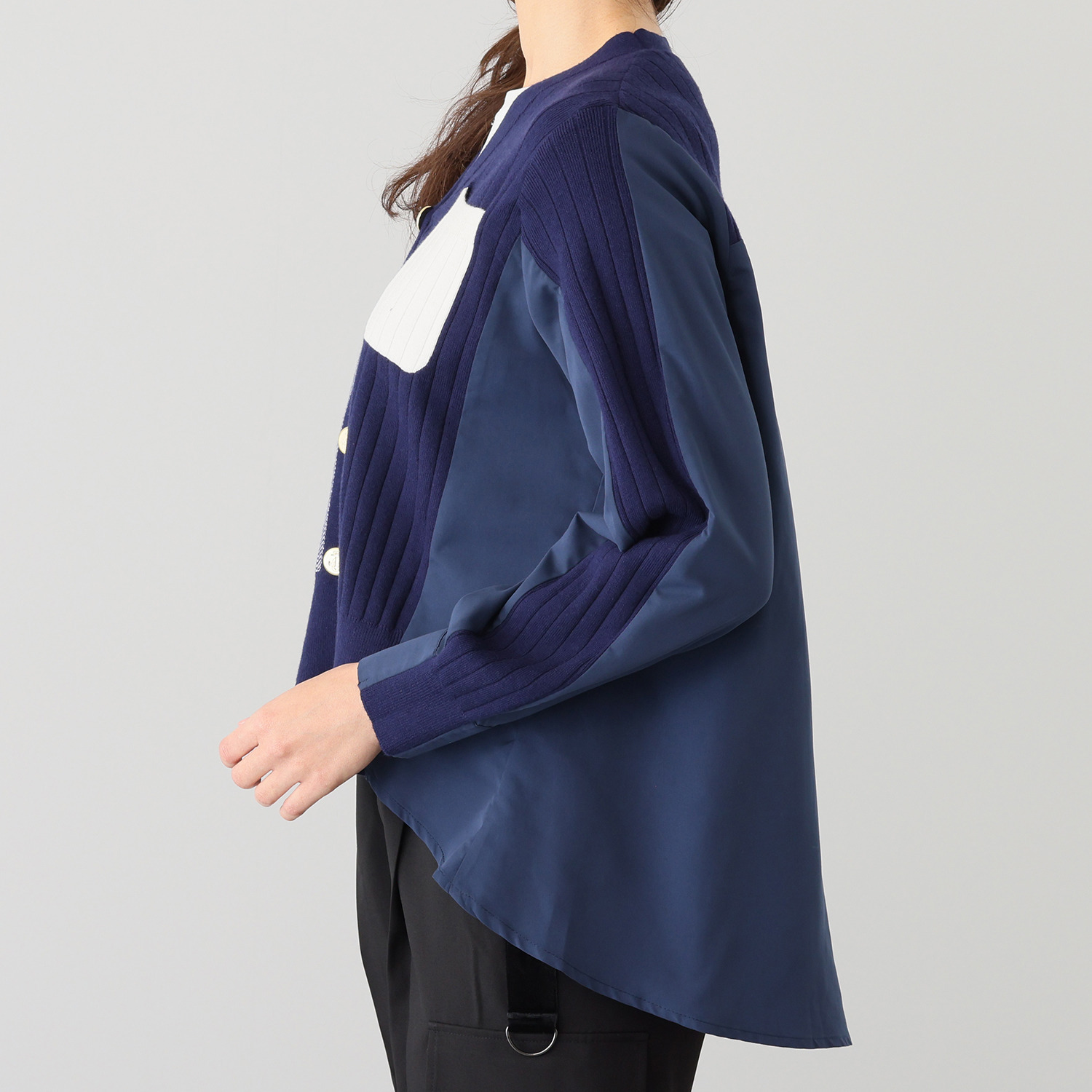 ラブソル 異素材ドッキング カーディガン