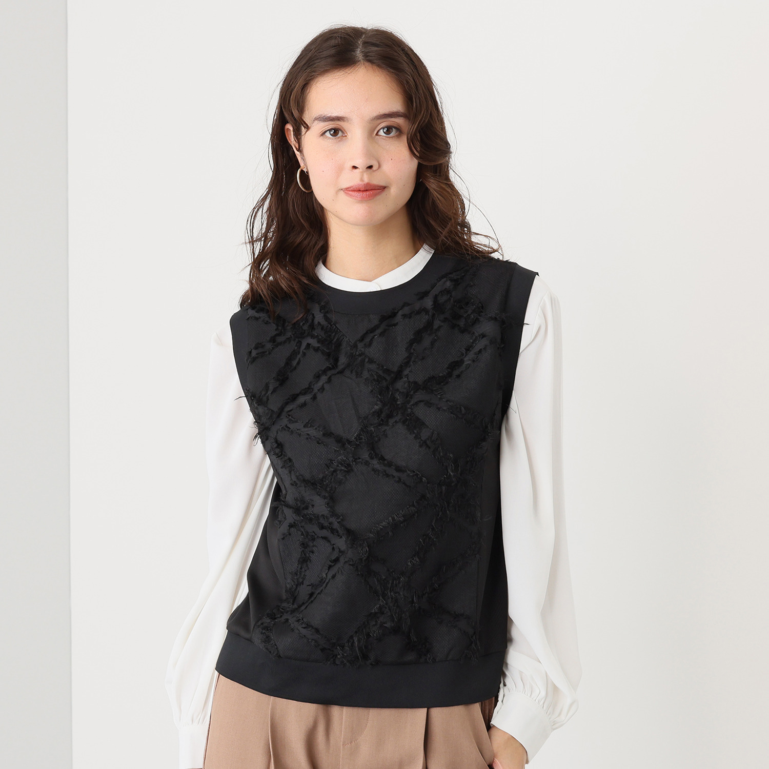 ラブソル カットジャガード フラワーベスト