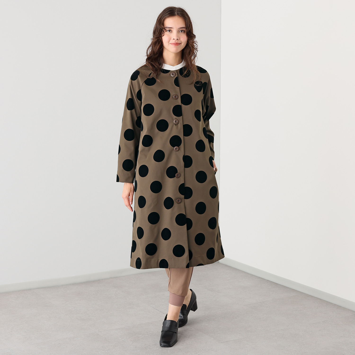 ラブソル フロッキードット ノーカラーコート