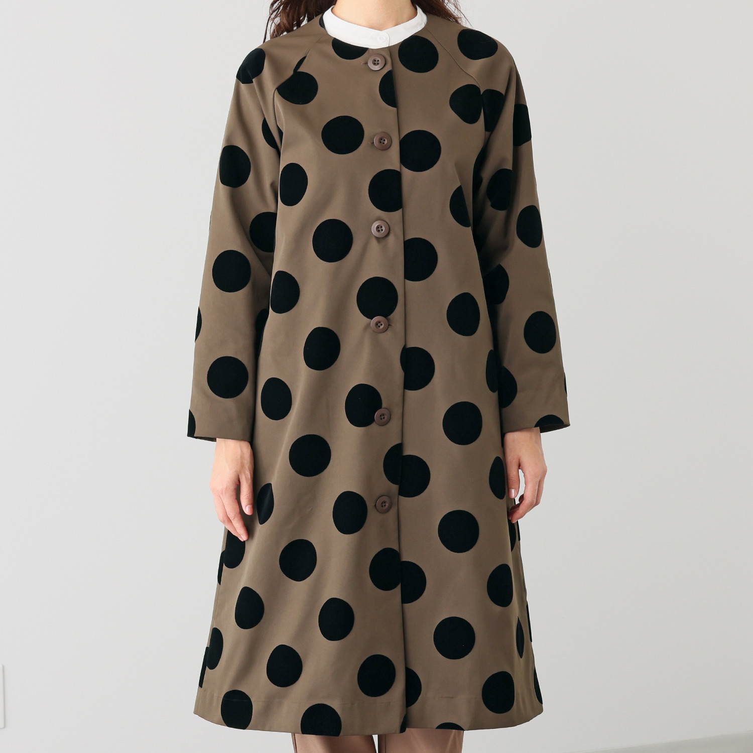 ラブソル フロッキードット ノーカラーコート