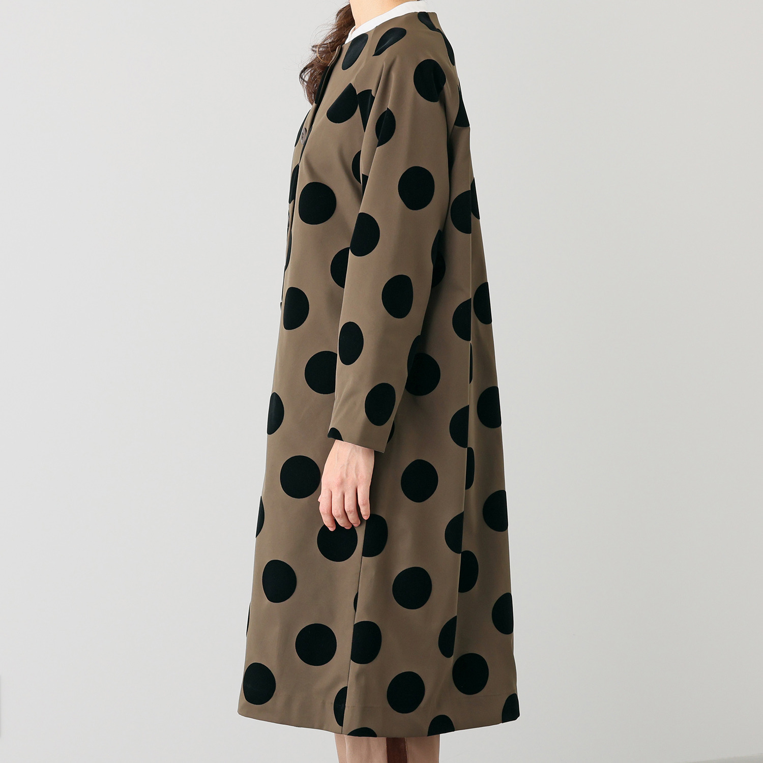 ラブソル フロッキードット ノーカラーコート