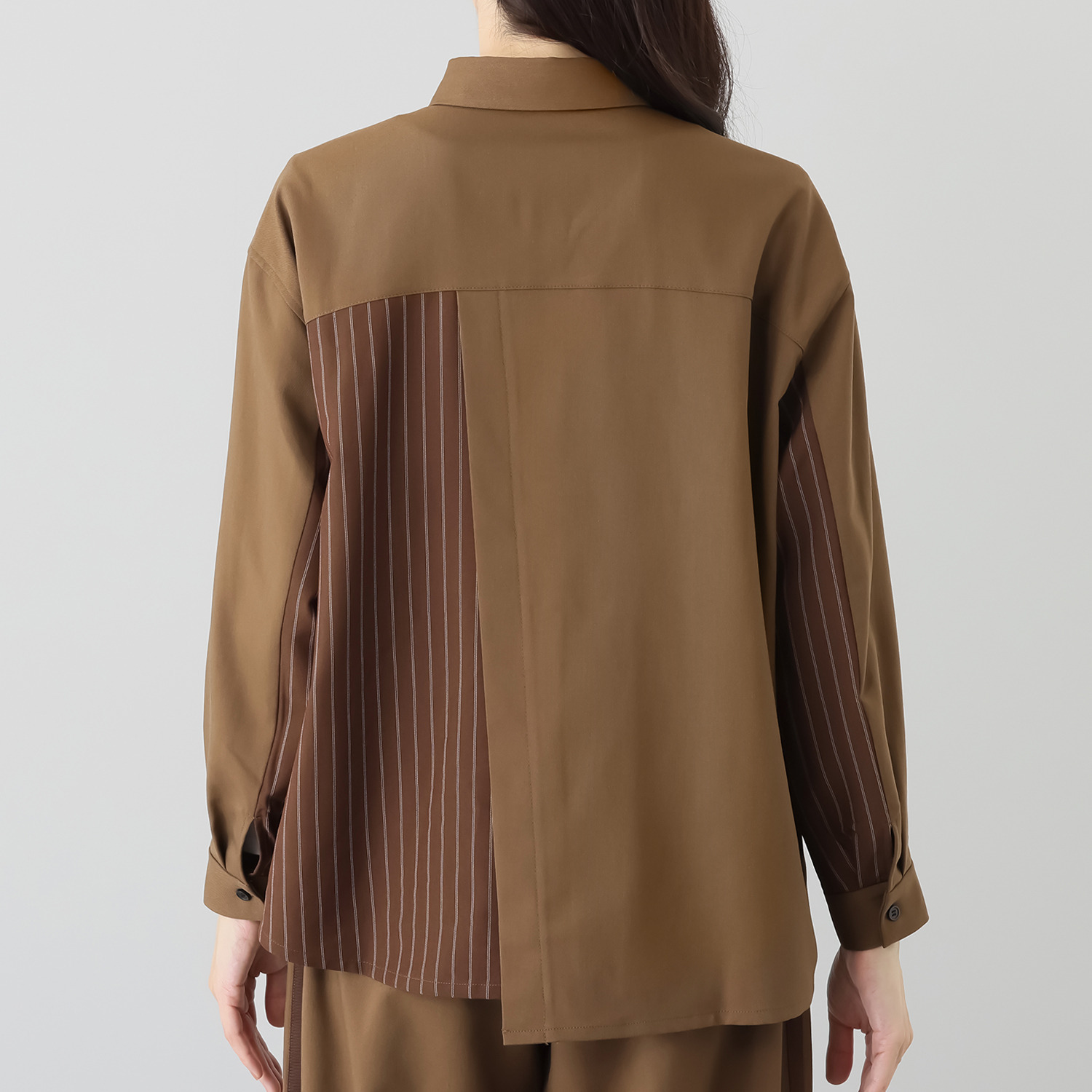 ヨウゾウカタブキ 切替ストライプシャツ