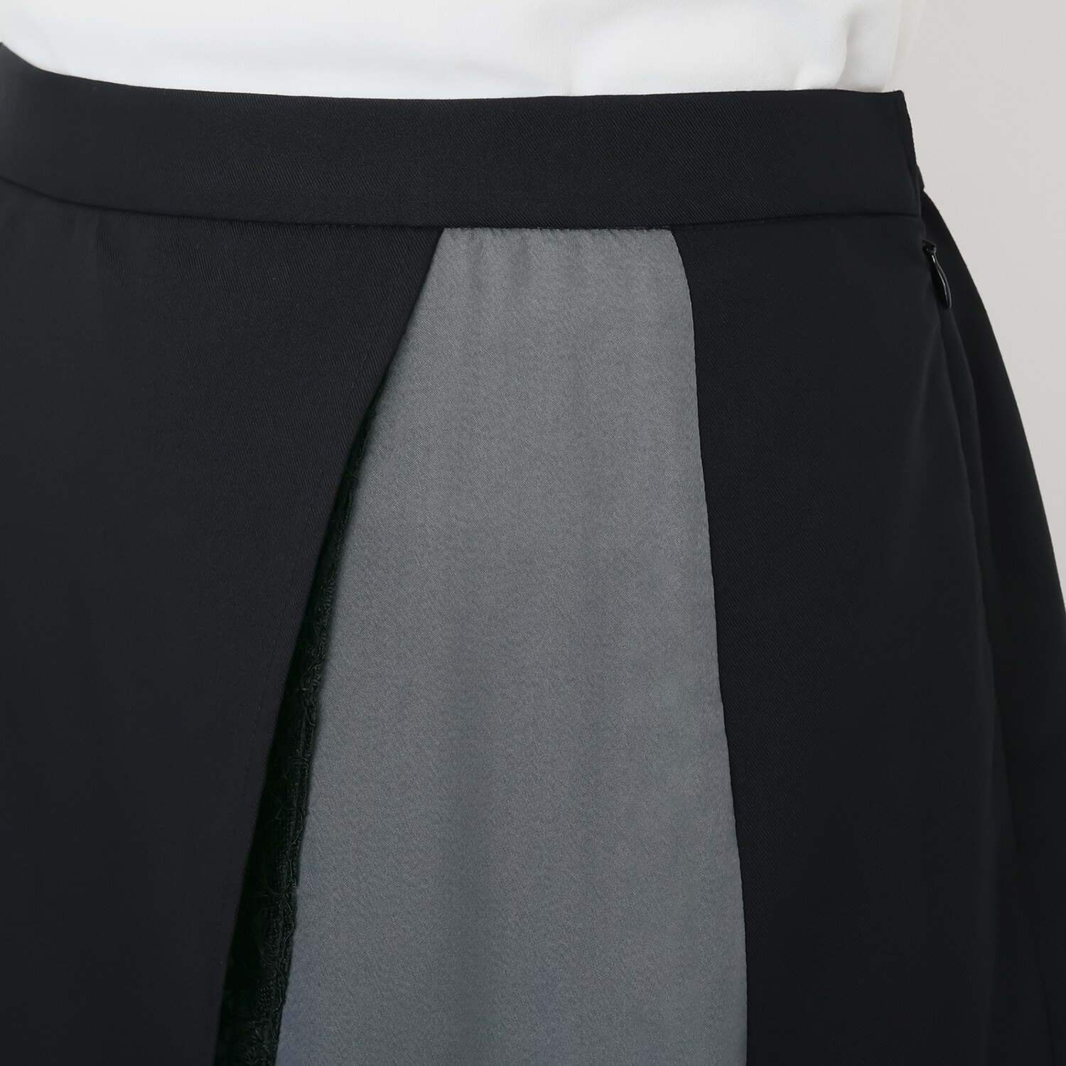 ヨウゾウカタブキ レース×サテン切替 レイヤードスカート