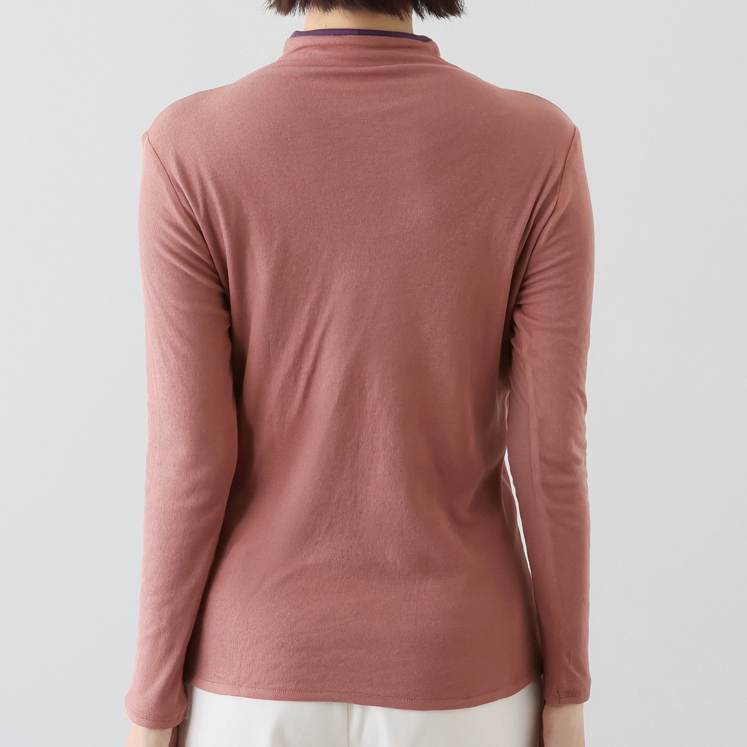 天使の綿シフォン モックネック リバーシブル 二重長袖プルオーバー