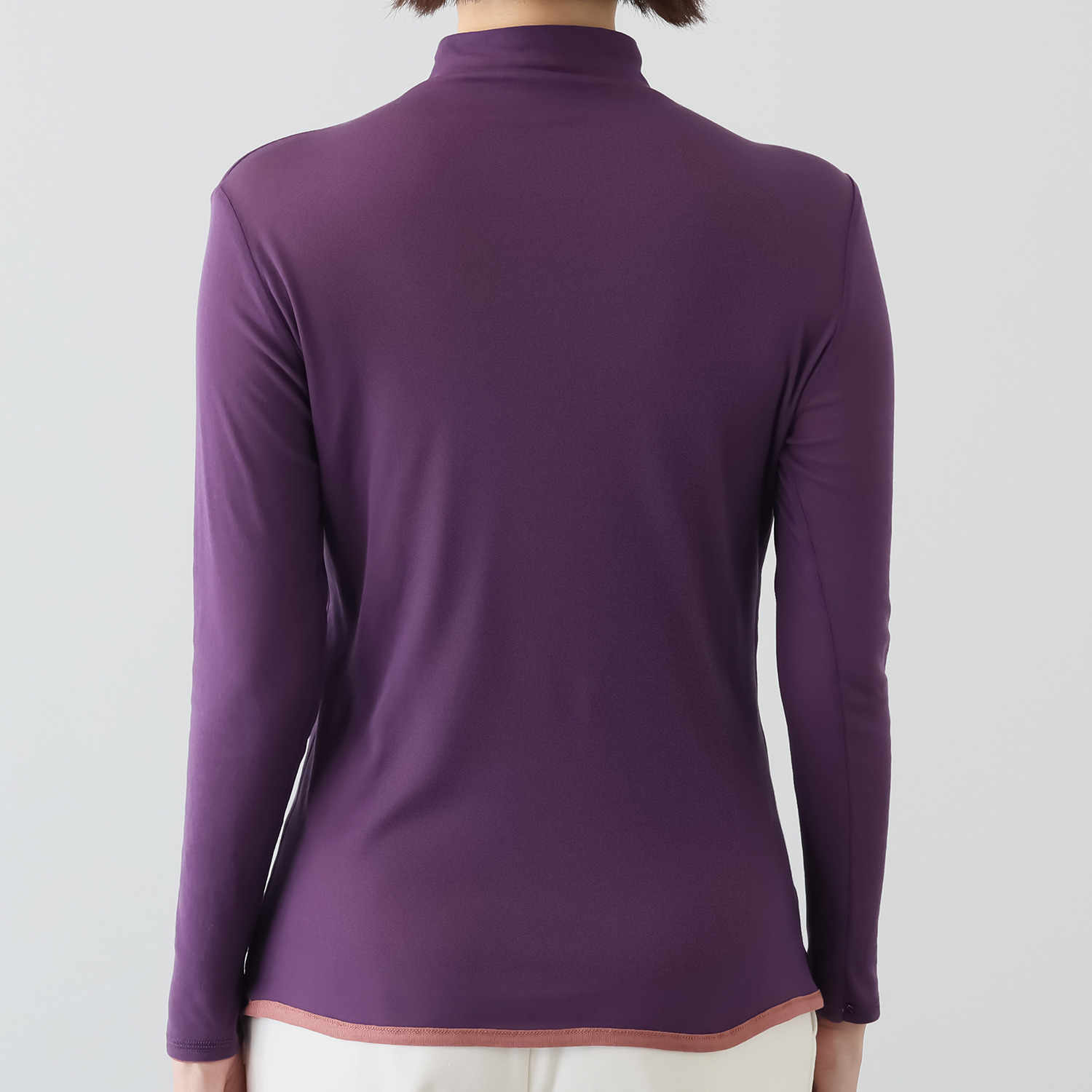 天使の綿シフォン モックネック リバーシブル 二重長袖プルオーバー