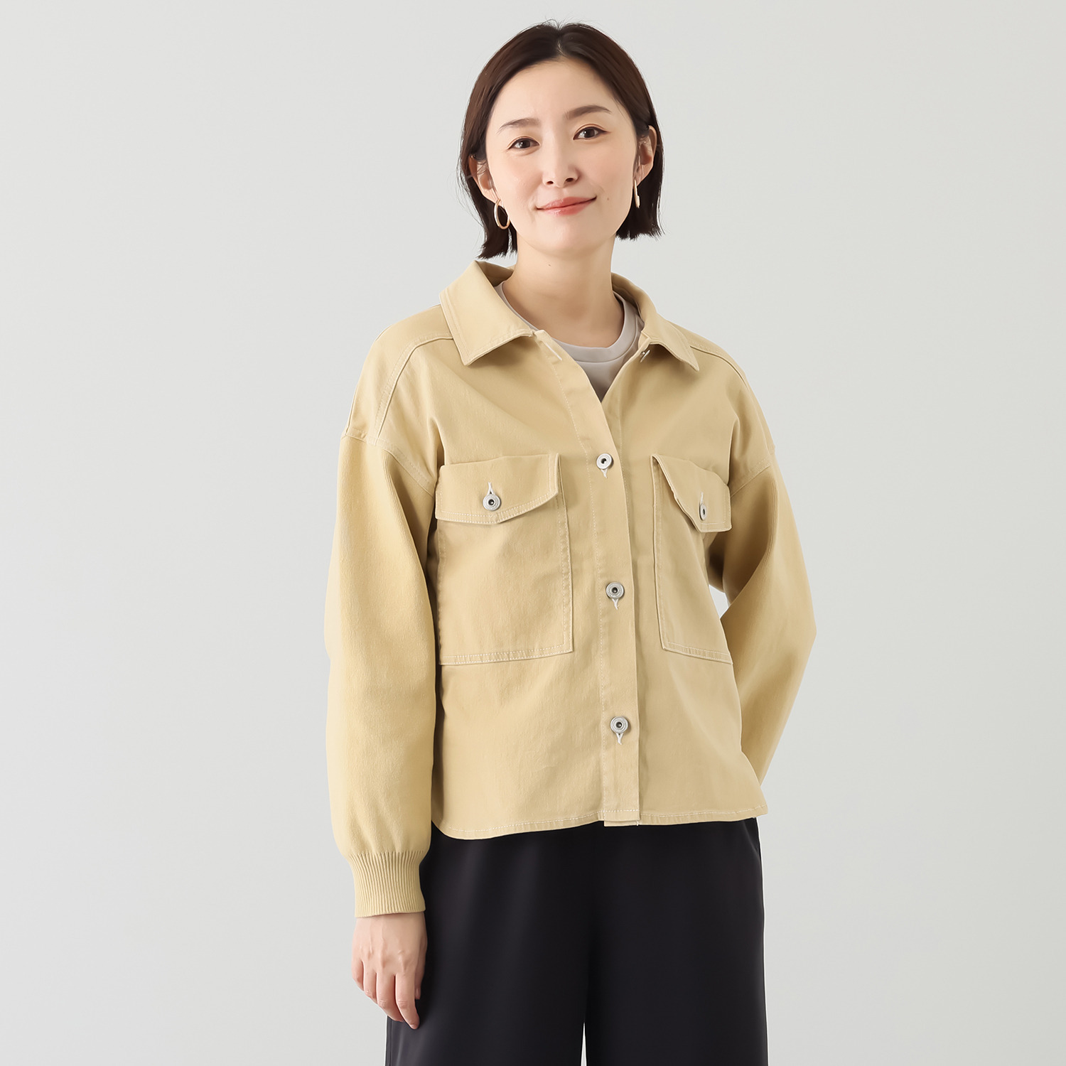 イシカワラボ★ヒトミ ストレッチデニム ニットスリーブアクセント Ｇジャン風ジャケット