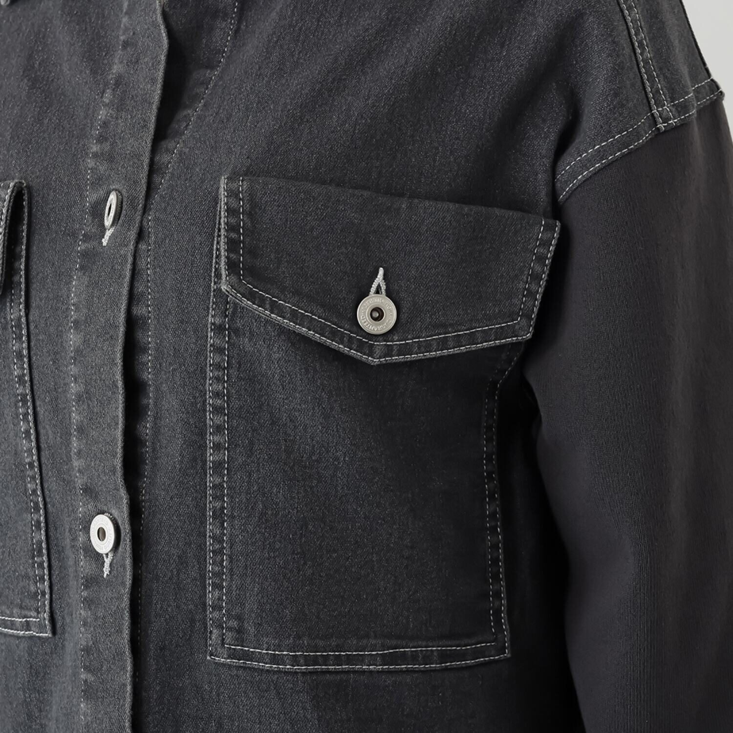 イシカワラボ★ヒトミ ストレッチデニム ニットスリーブアクセント Ｇジャン風ジャケット