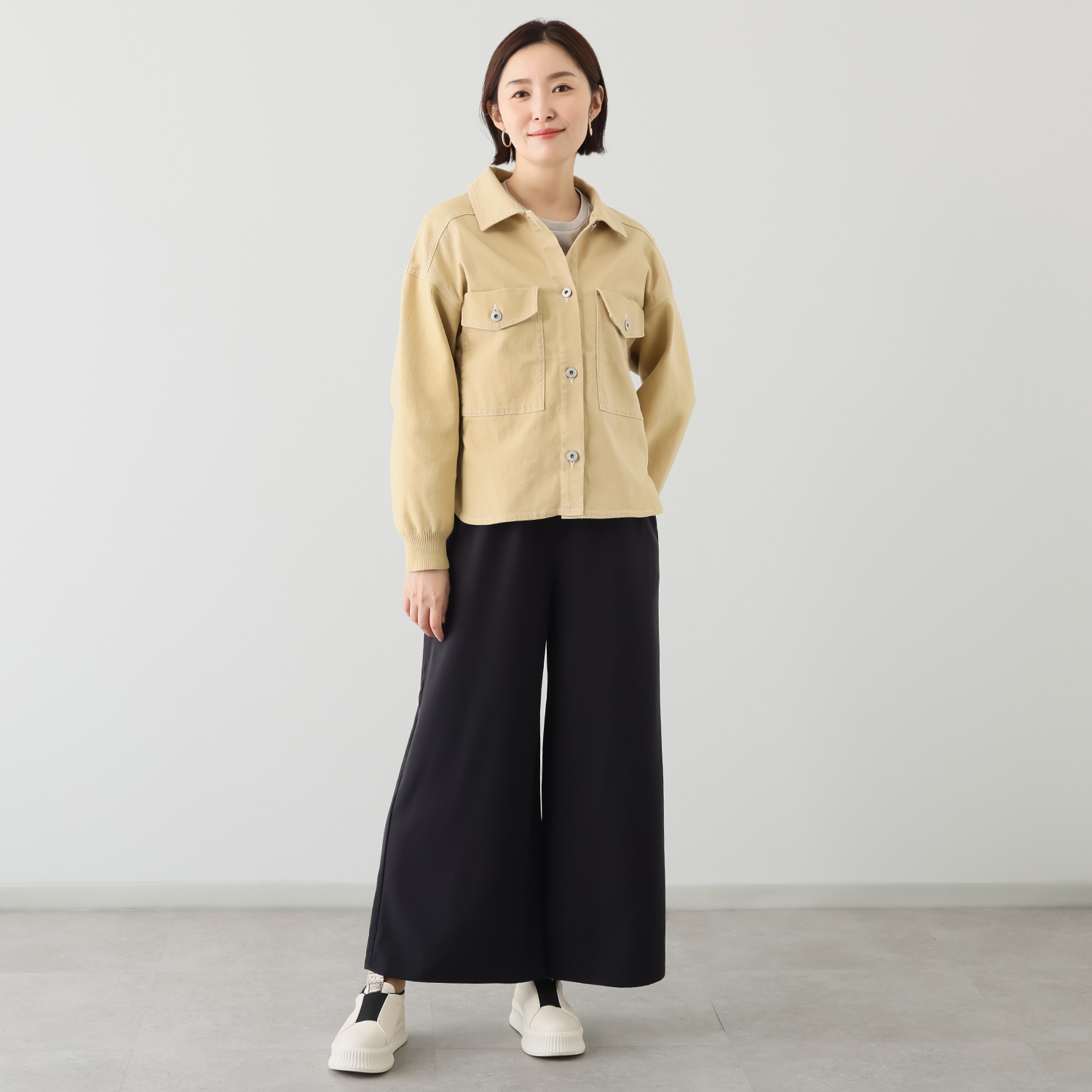 イシカワラボ★ヒトミ ストレッチデニム ニットスリーブアクセント Ｇジャン風ジャケット