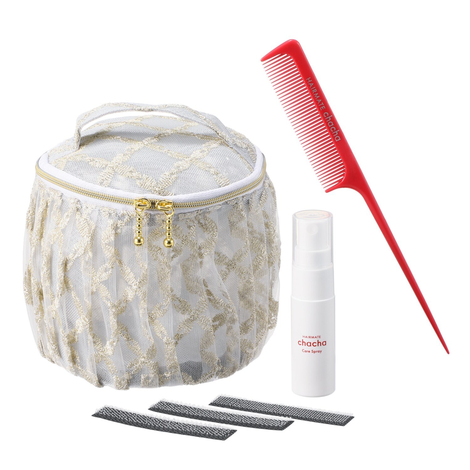 ぺスカ ビューティーサロン発 クリップ不要！白髪特化型 簡単キレイボリューム演出 ポイントウィッグ “チャチャ”＜ショート＞ ケアスプレー＆ コーム＆ポーチ付きセット