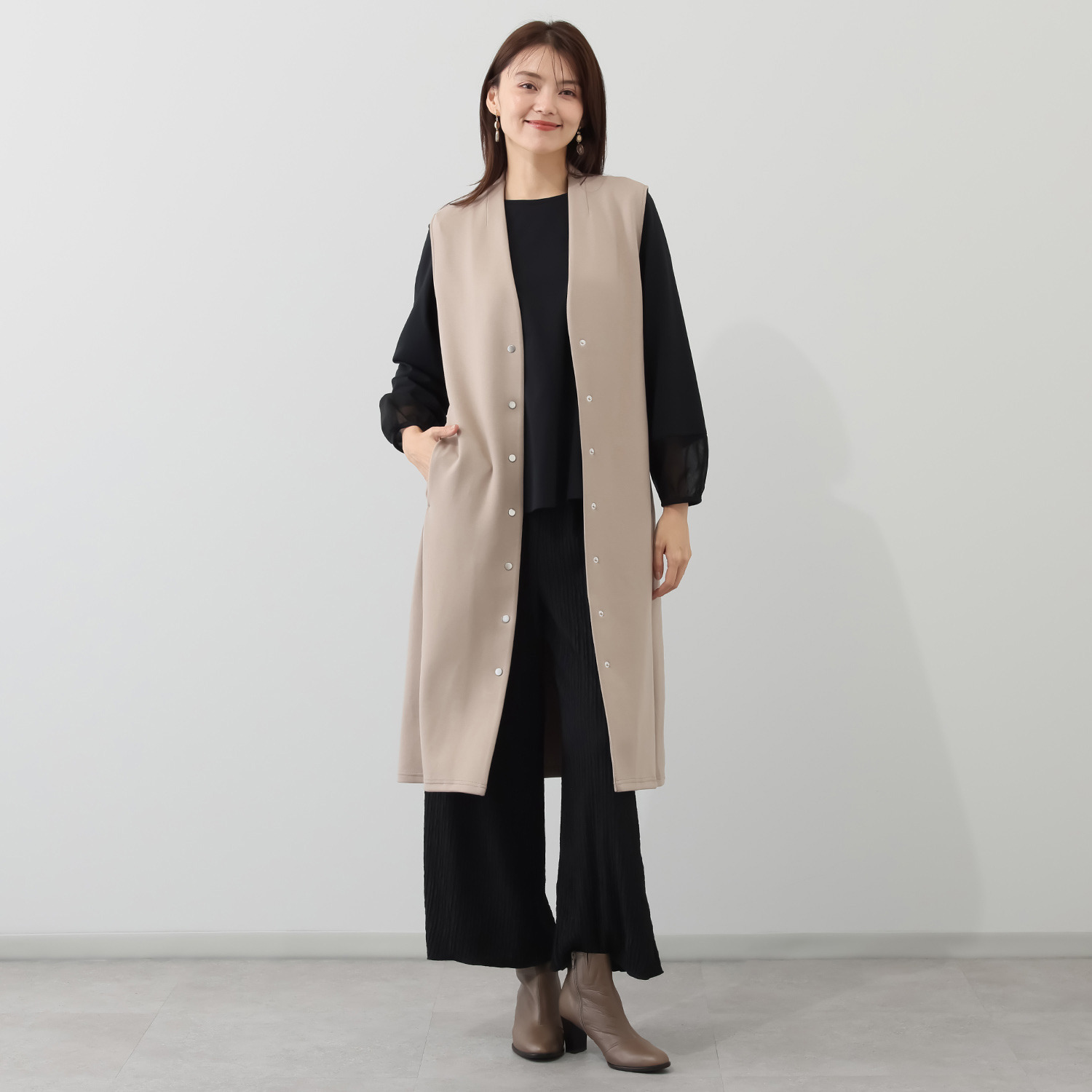 アンリック　オー　ブルー ライトダンボール バックフレアーデザイン ジャンスカにもなる ロングジレ