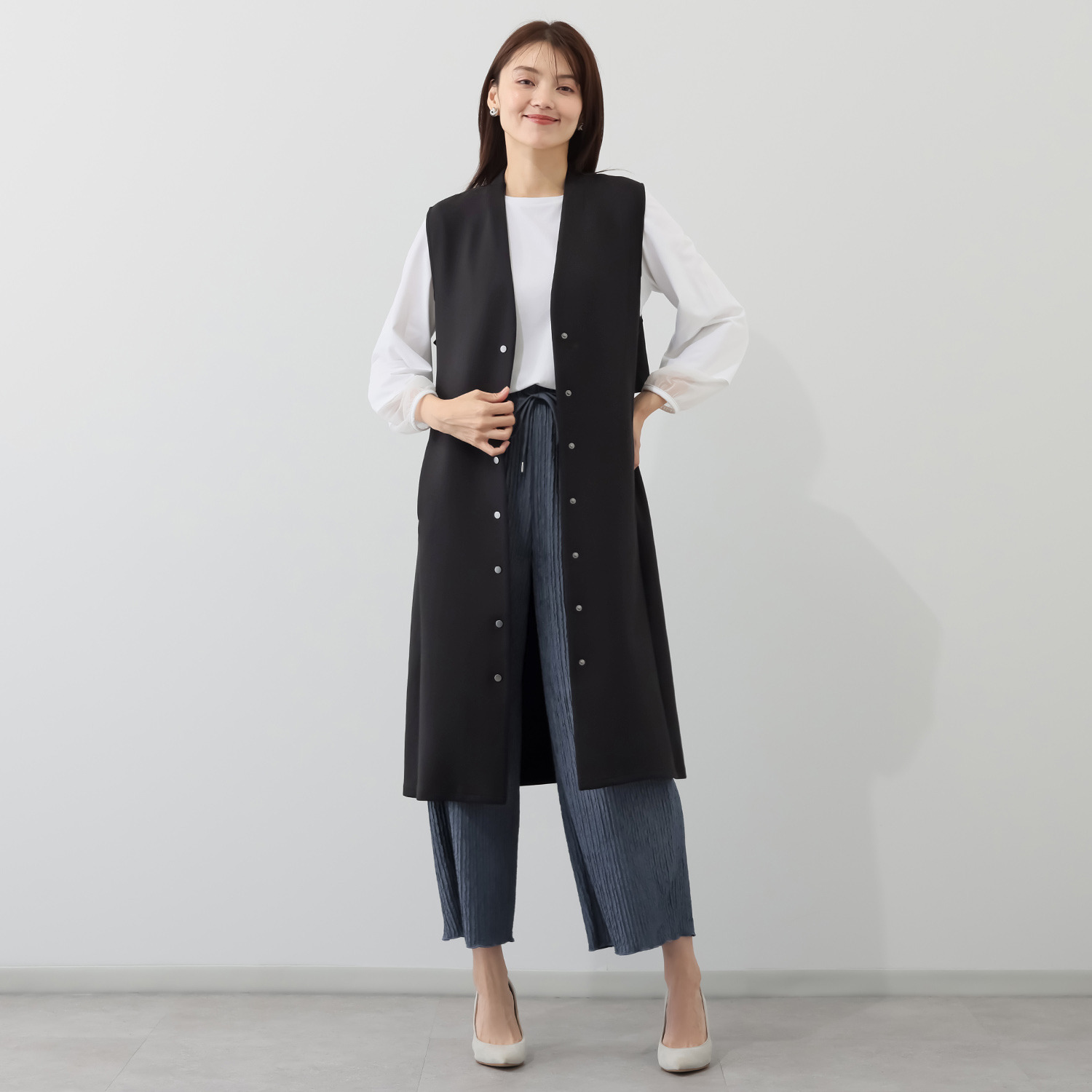 アンリック　オー　ブルー ライトダンボール バックフレアーデザイン ジャンスカにもなる ロングジレ