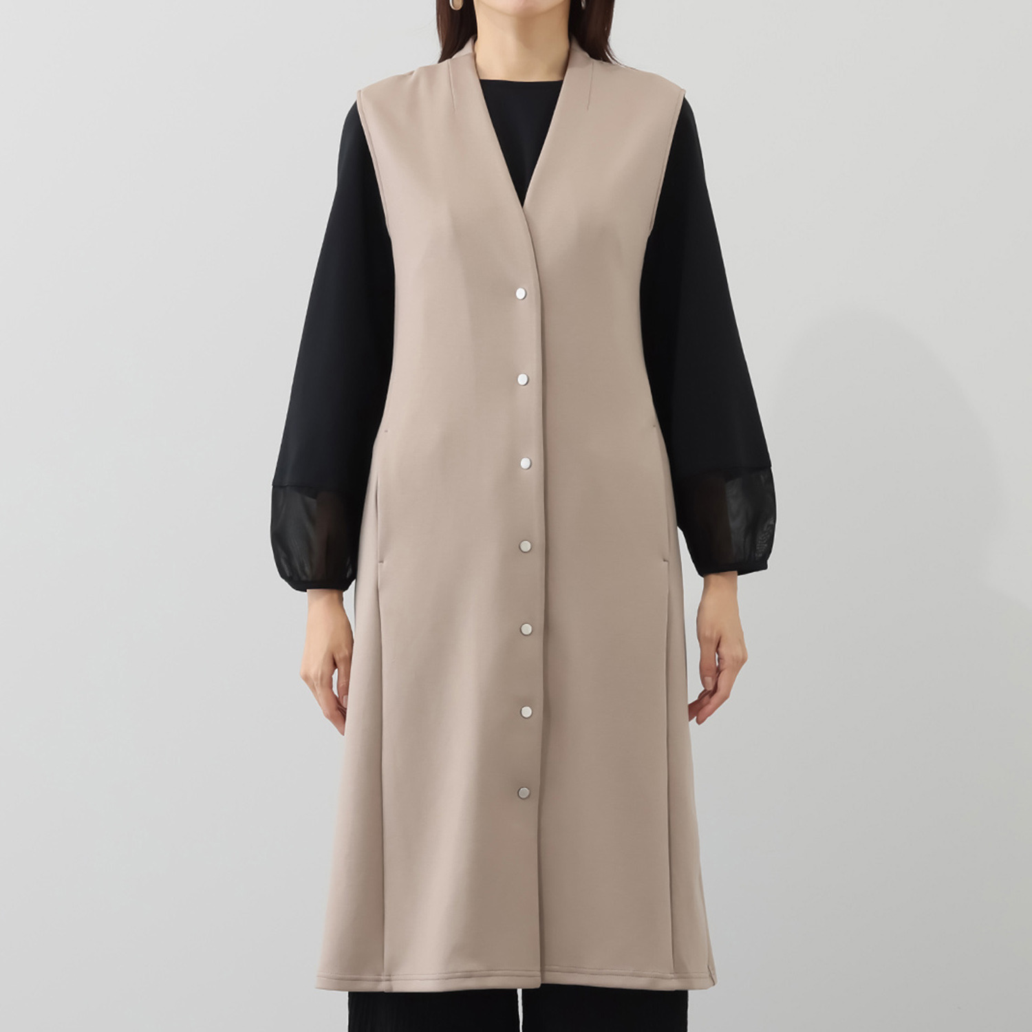 アンリック　オー　ブルー ライトダンボール バックフレアーデザイン ジャンスカにもなる ロングジレ