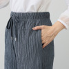 アンリック　オー　ブルー ふくれジャガード プリーツ見え セミワイドパンツ