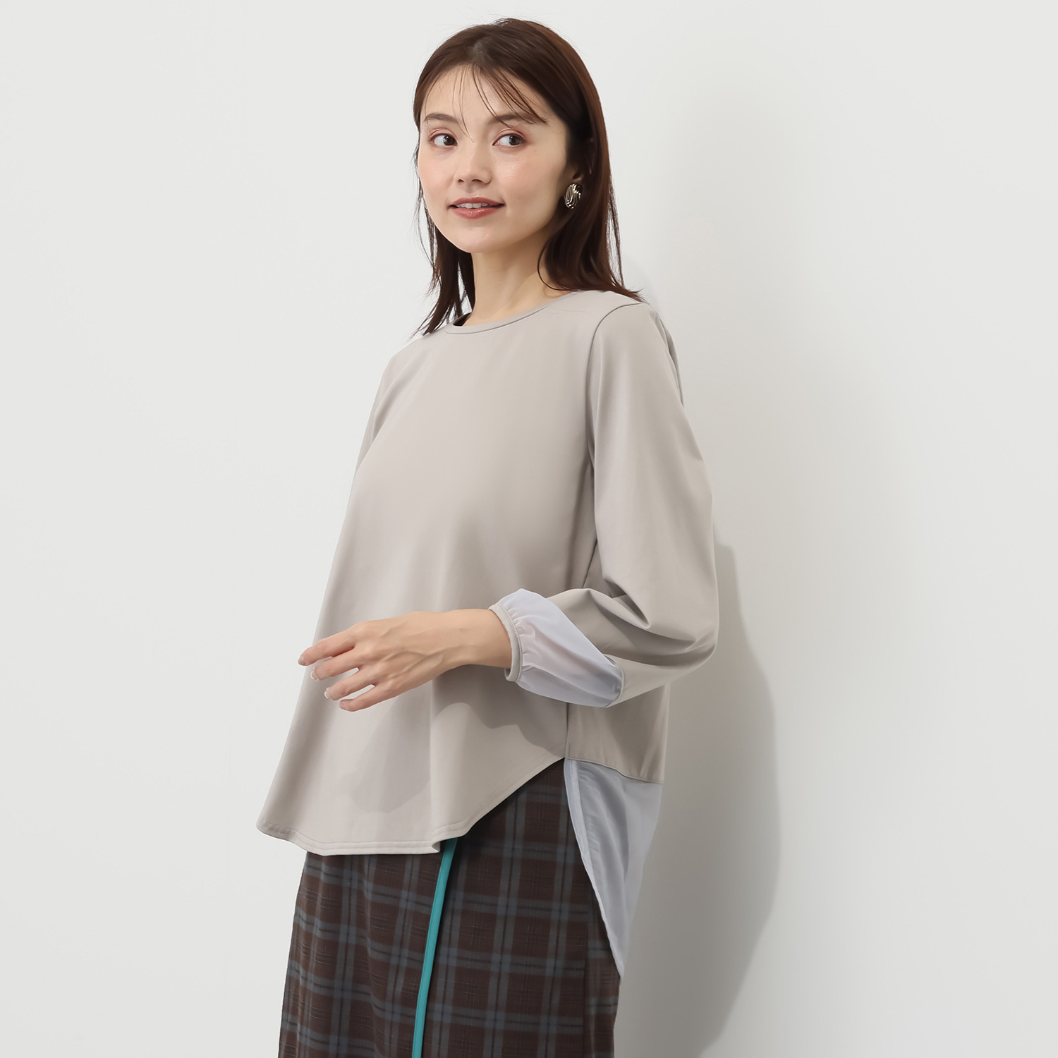 アンリック　オー　ブルー サイロプレミアム メガハイゲージ天竺 シアー切替デザイン プルオーバー