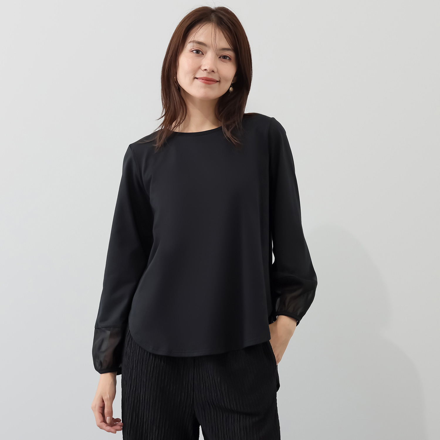 アンリック　オー　ブルー サイロプレミアム メガハイゲージ天竺 シアー切替デザイン プルオーバー